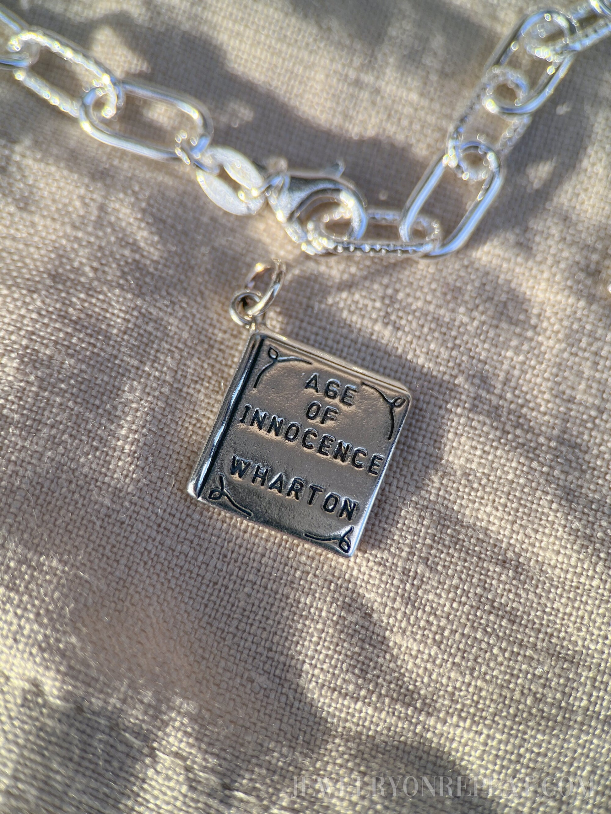 Sterling Silver Age of Innocence Charm Pendant, Book Themed Minimalist Jewelry, Gift for Her