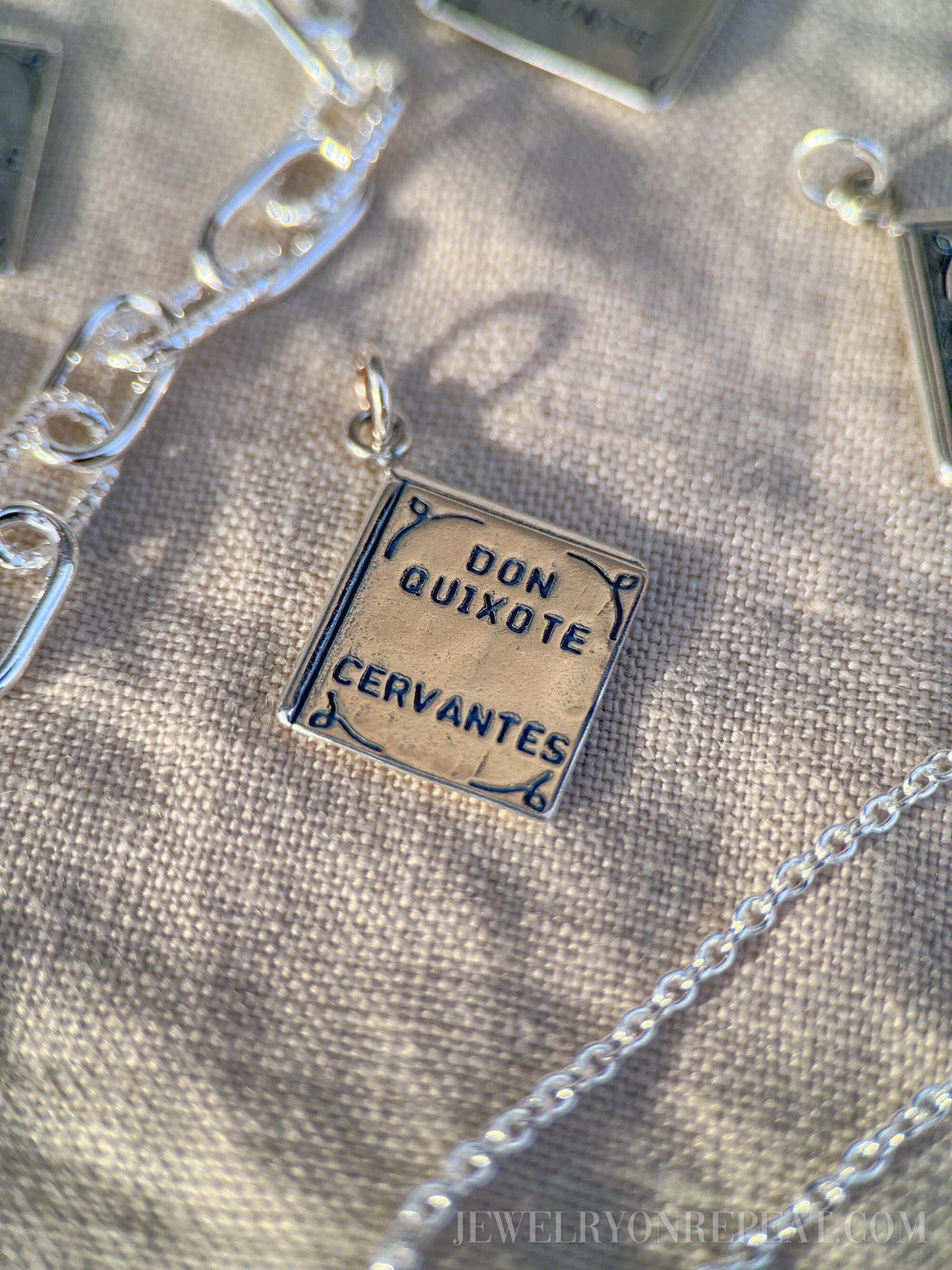 Sterling Silver Don Quixote Charm Pendant, Book Themed Minimalist Jewelry, Gift for Her