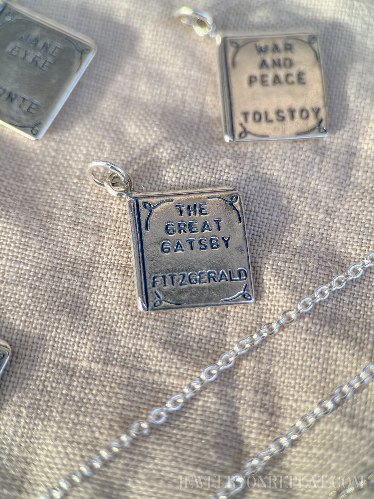 Sterling Silver Gatsby Charm Pendant, Book Themed Minimalist Jewelry, Gift for Her