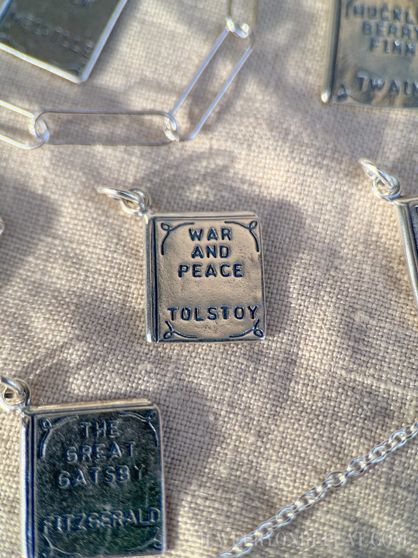 War and Peace Book Charm Pendant in Solid Sterling Silver