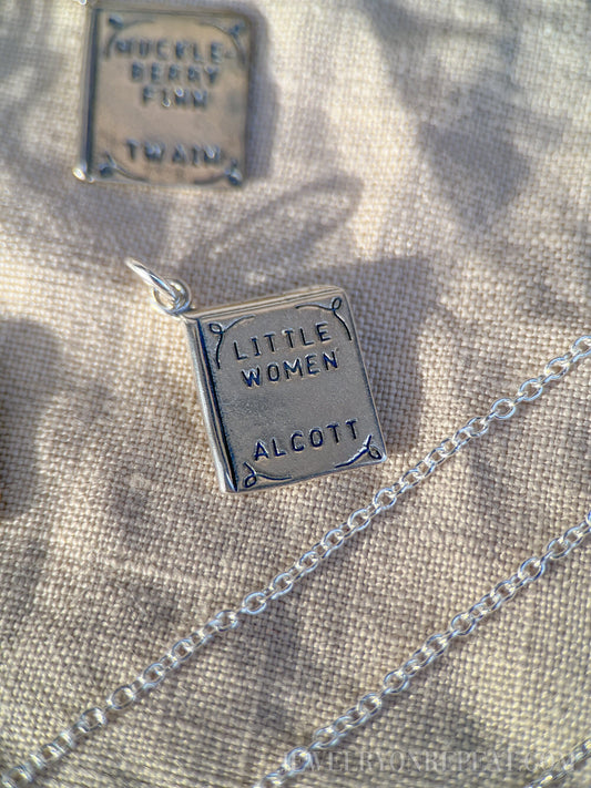 Sterling Silver Little Women Charm Pendant, Book Themed Minimalist Jewelry, Gift for Her