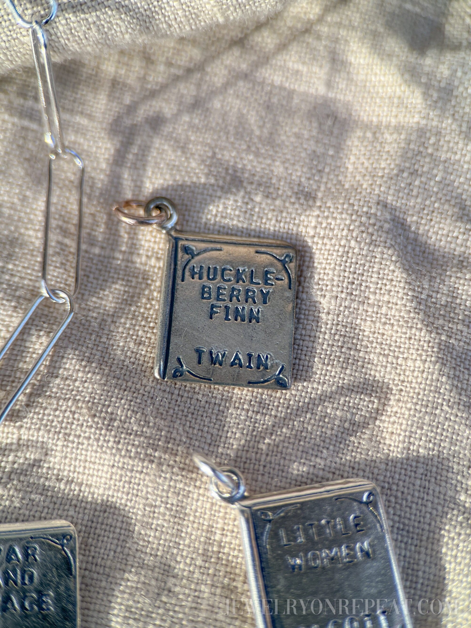 Huckleberry Finn Book Charm Pendant in Solid Sterling Silver