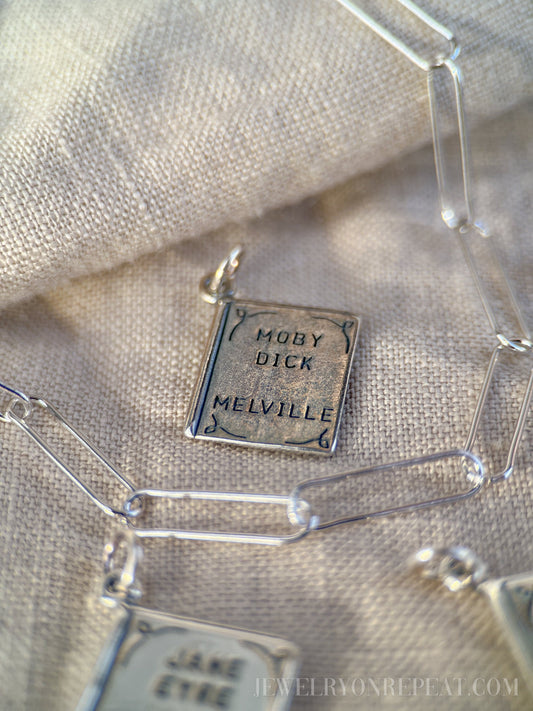 Sterling Silver Moby Dick Charm Pendant, Book Themed Minimalist Jewelry, Gift for Her