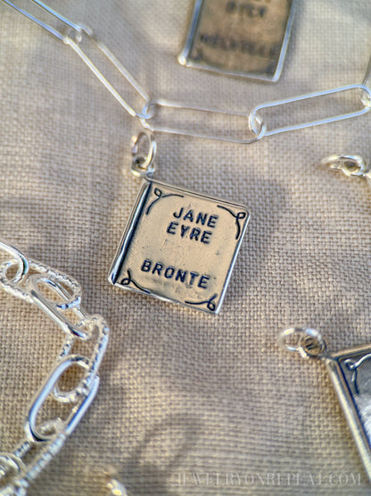 Sterling Silver Jane Eyre Charm Pendant, Book Themed Minimalist Jewelry, Gift for Her