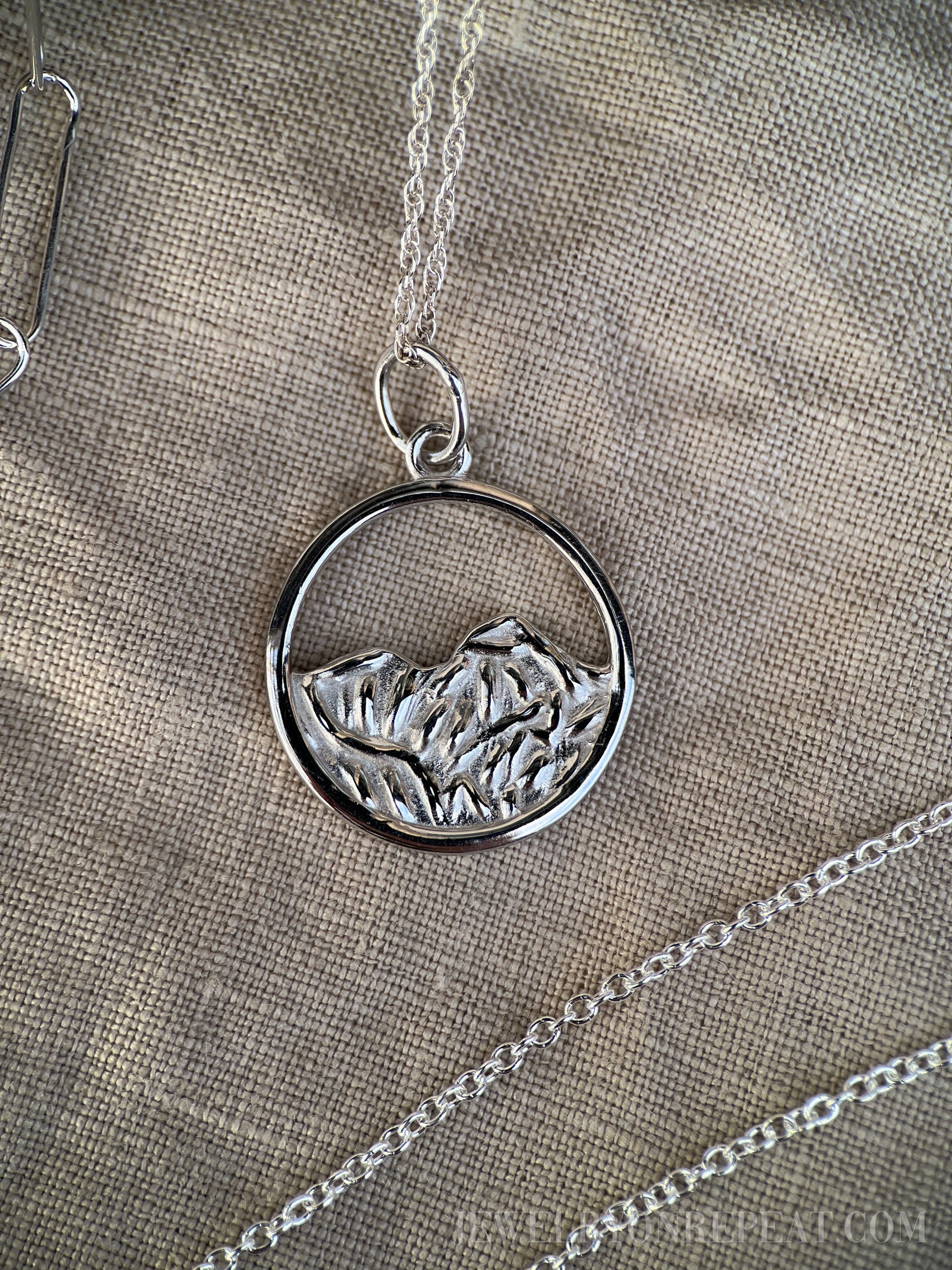 Mountain Charm Pendant in Solid Sterling Silver