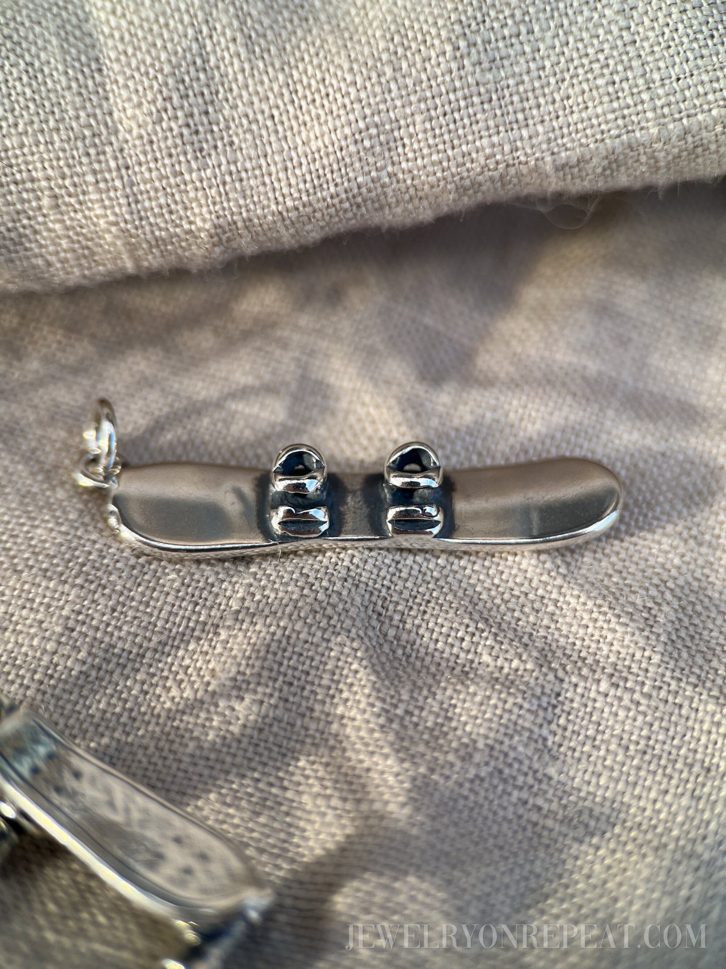 Sterling Silver Snowboard Charm Pendant, Winter Sports Themed Minimalist Jewelry, Gift for Her