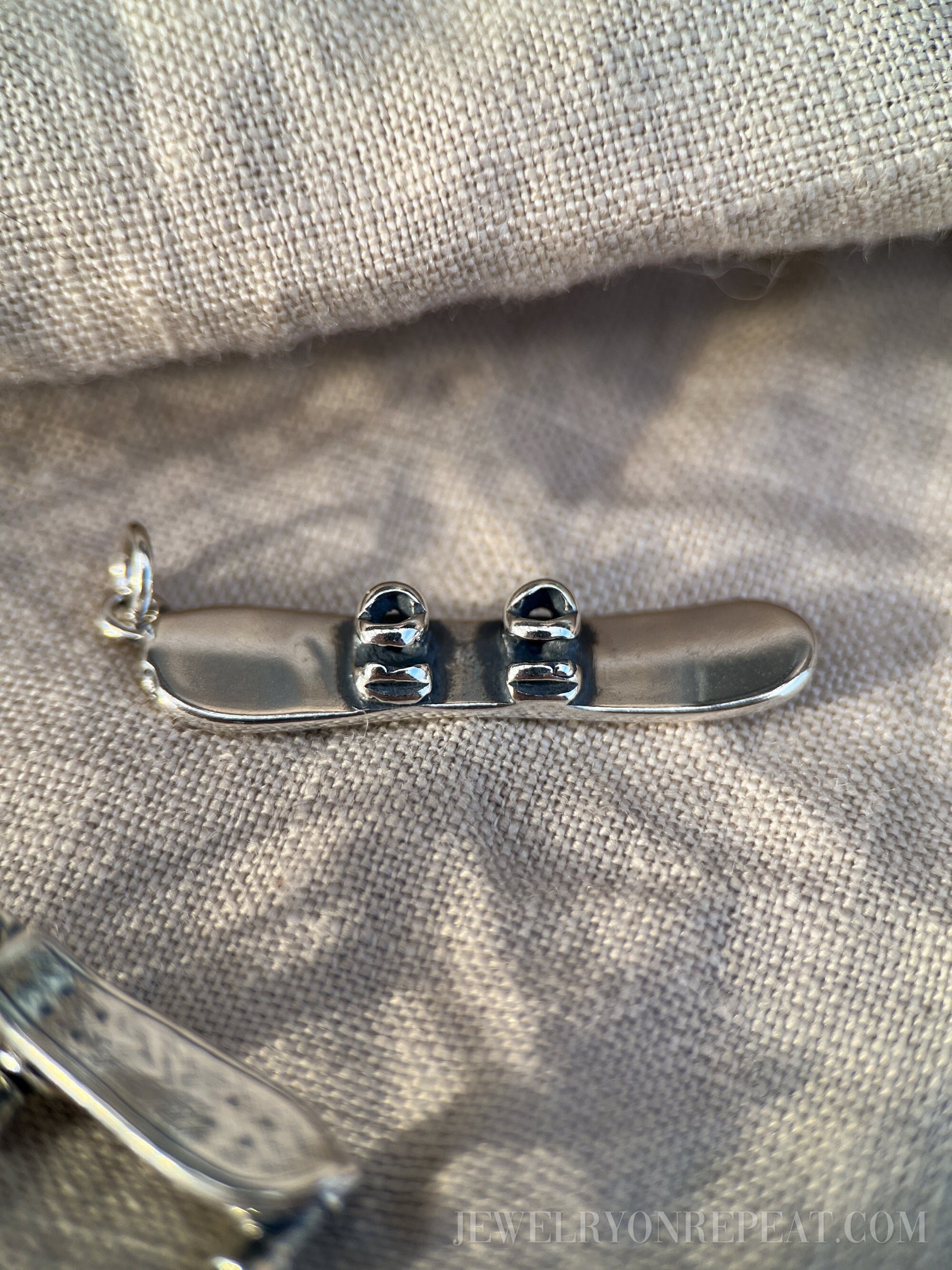 Sterling Silver Snowboard Charm Pendant, Winter Sports Themed Minimalist Jewelry, Gift for Her