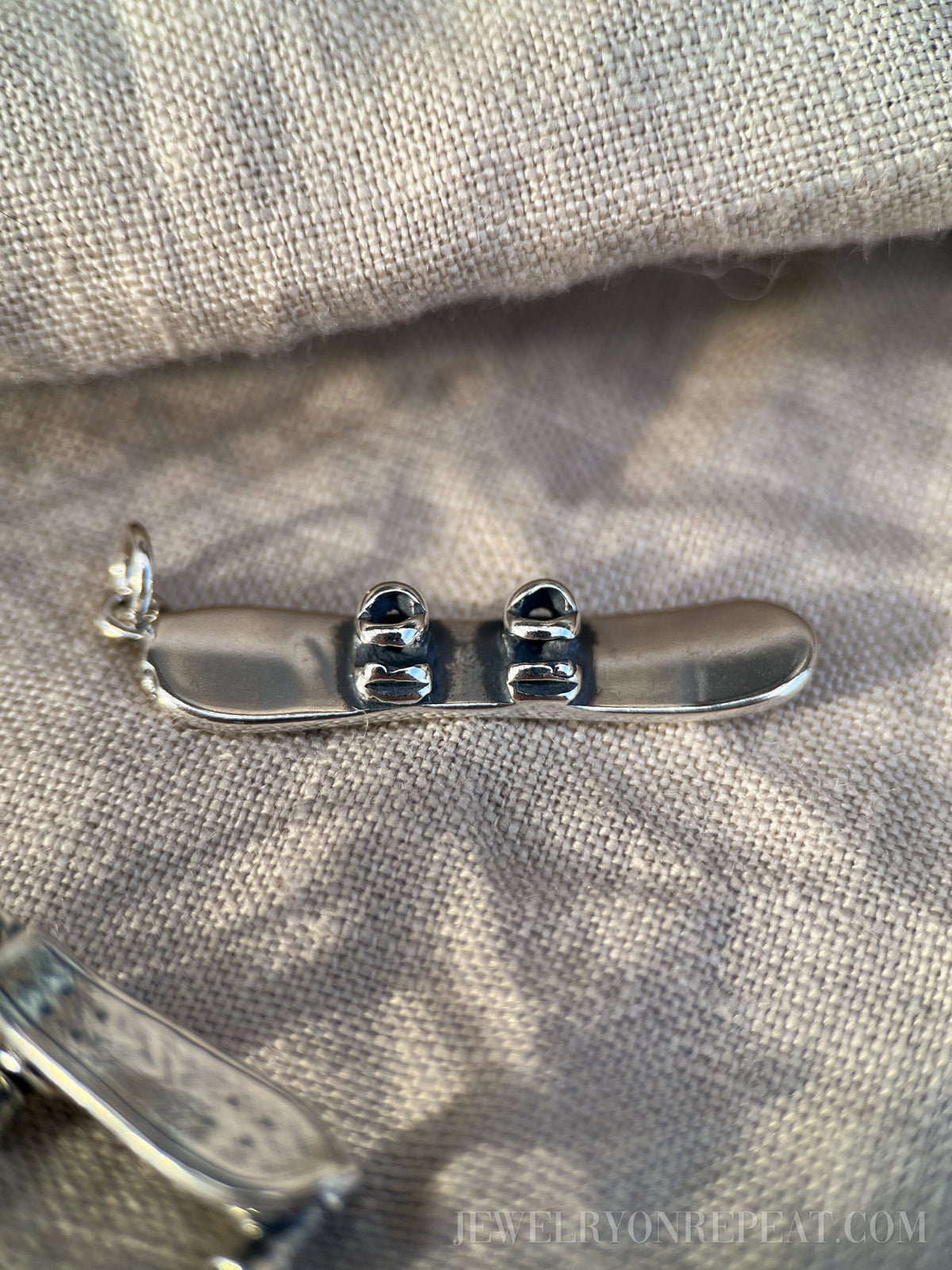 Sterling Silver Snowboard Charm Pendant, Winter Sports Themed Minimalist Jewelry, Gift for Her