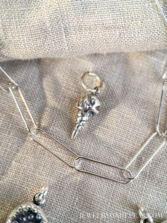 Sterling Silver Ice Cream Charm Pendant, Food Themed Minimalist Jewelry, Gift for Her