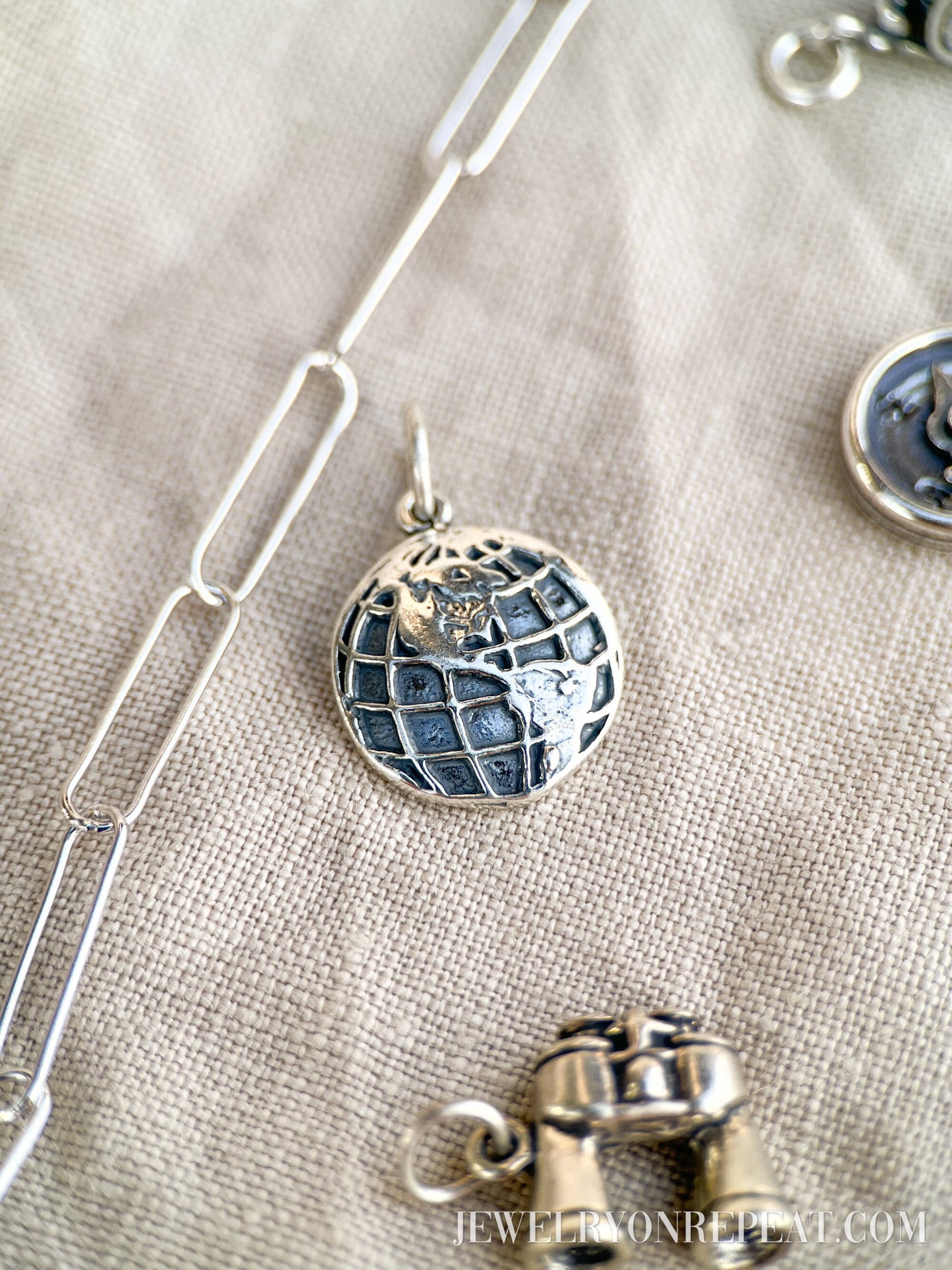 Sterling Silver Globe Charm Pendant, Travel Themed Minimalist Jewelry, Gift for Her