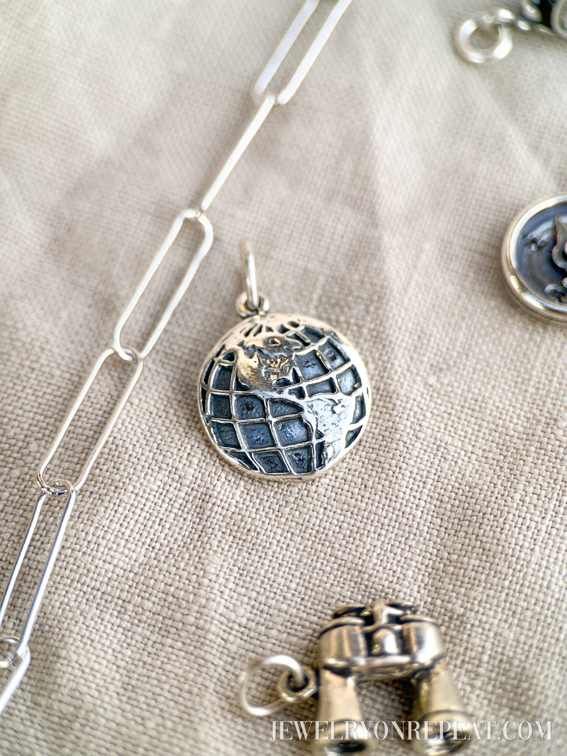 Sterling Silver Globe Charm Pendant, Travel Themed Minimalist Jewelry, Gift for Her