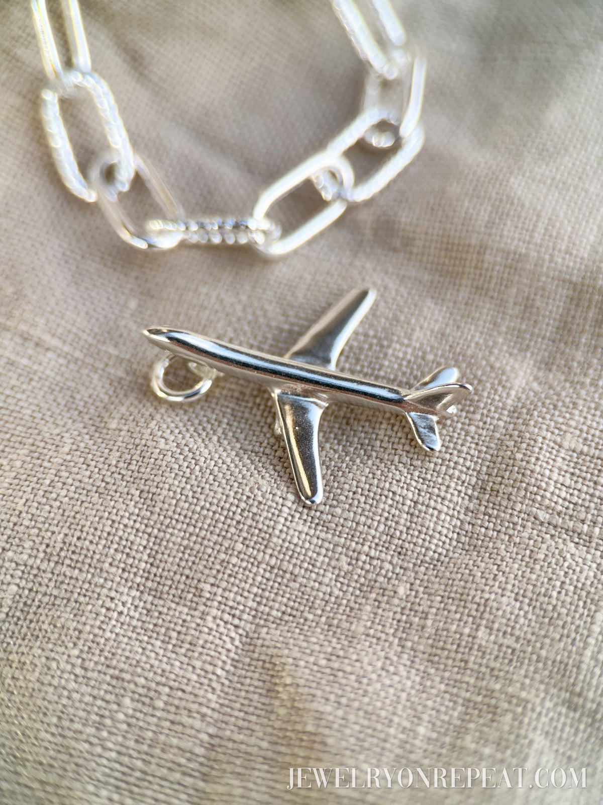 Sterling Silver Jet Airplane Charm Pendant, Travel Themed Minimalist Jewelry, Gift for Her