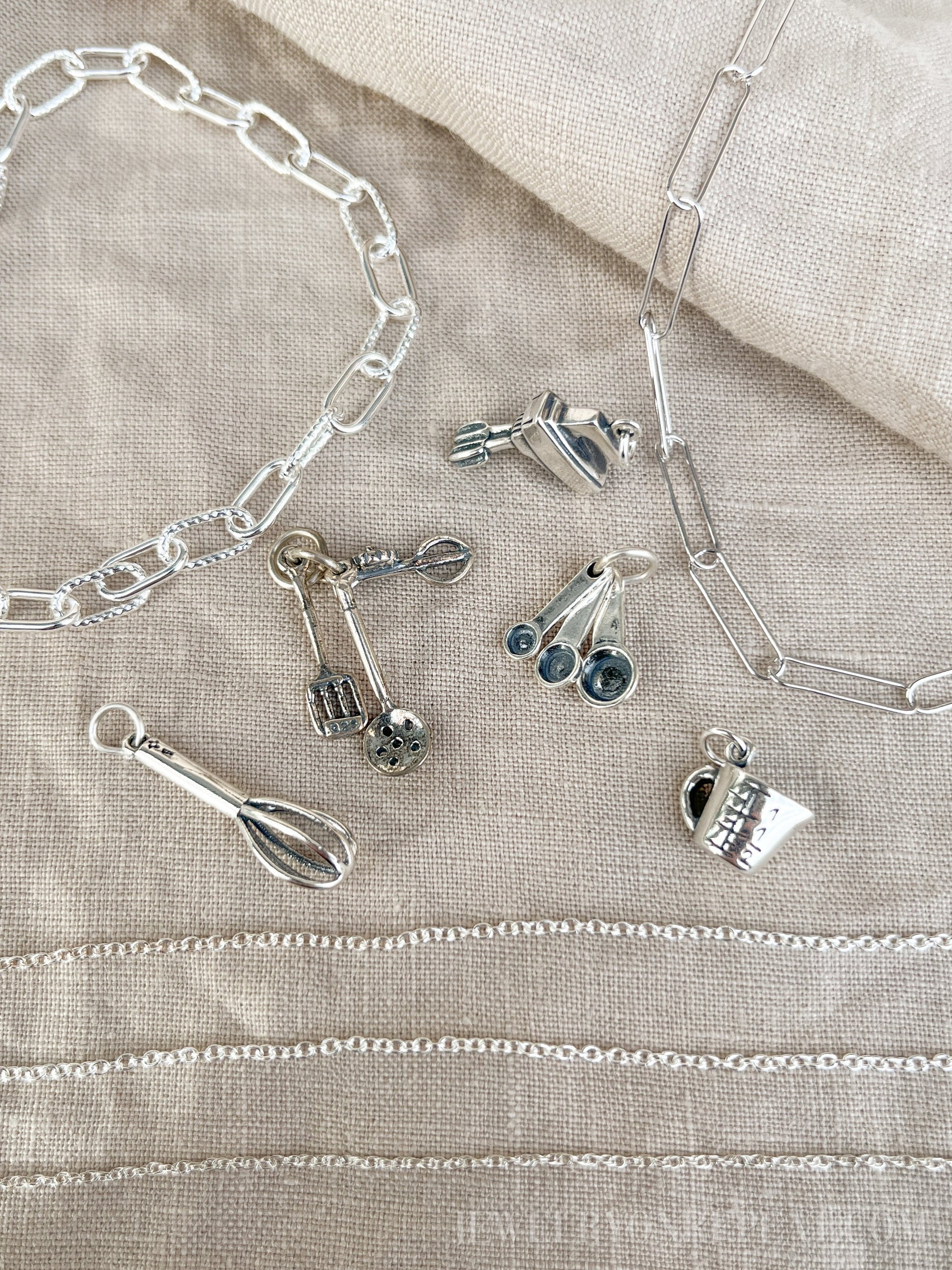Sterling Silver Whisk Charm Pendant, Cooking & Baking Themed Minimalist Jewelry, Gift for Her