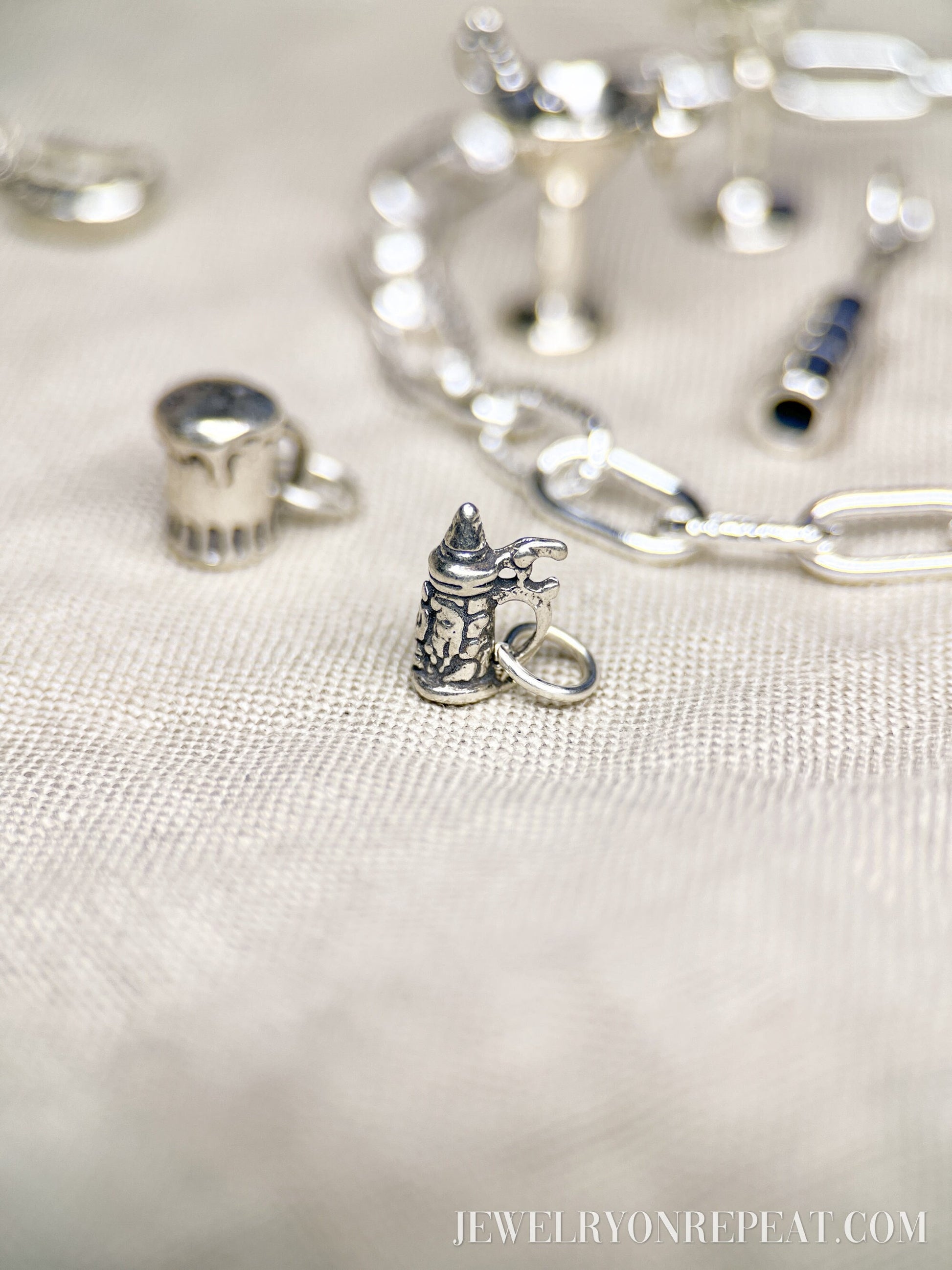 Sterling Silver Beer Stein Charm Pendant, Beer Themed Minimalist Jewelry, Gift for Her