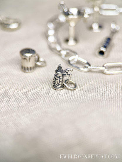 Sterling Silver Beer Stein Charm Pendant, Beer Themed Minimalist Jewelry, Gift for Her