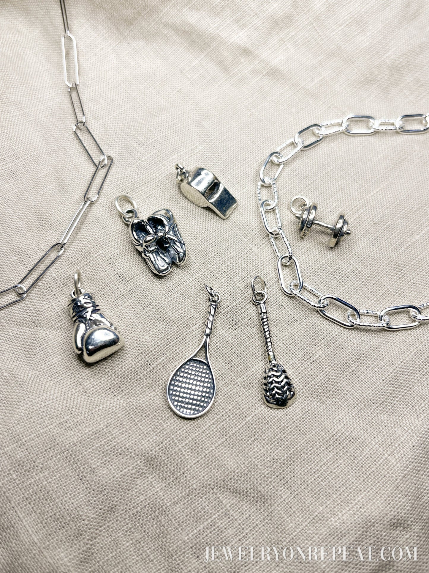 Sterling Silver Lacrosse Charm Pendant, Sports Themed Minimalist Jewelry, Gift for Her