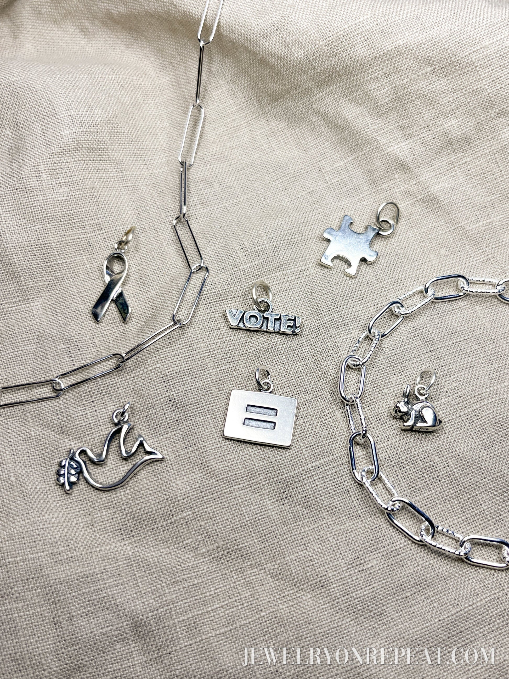 Sterling Silver VOTE! Charm Pendant, Election Themed Minimalist Jewelry, Gift for Her