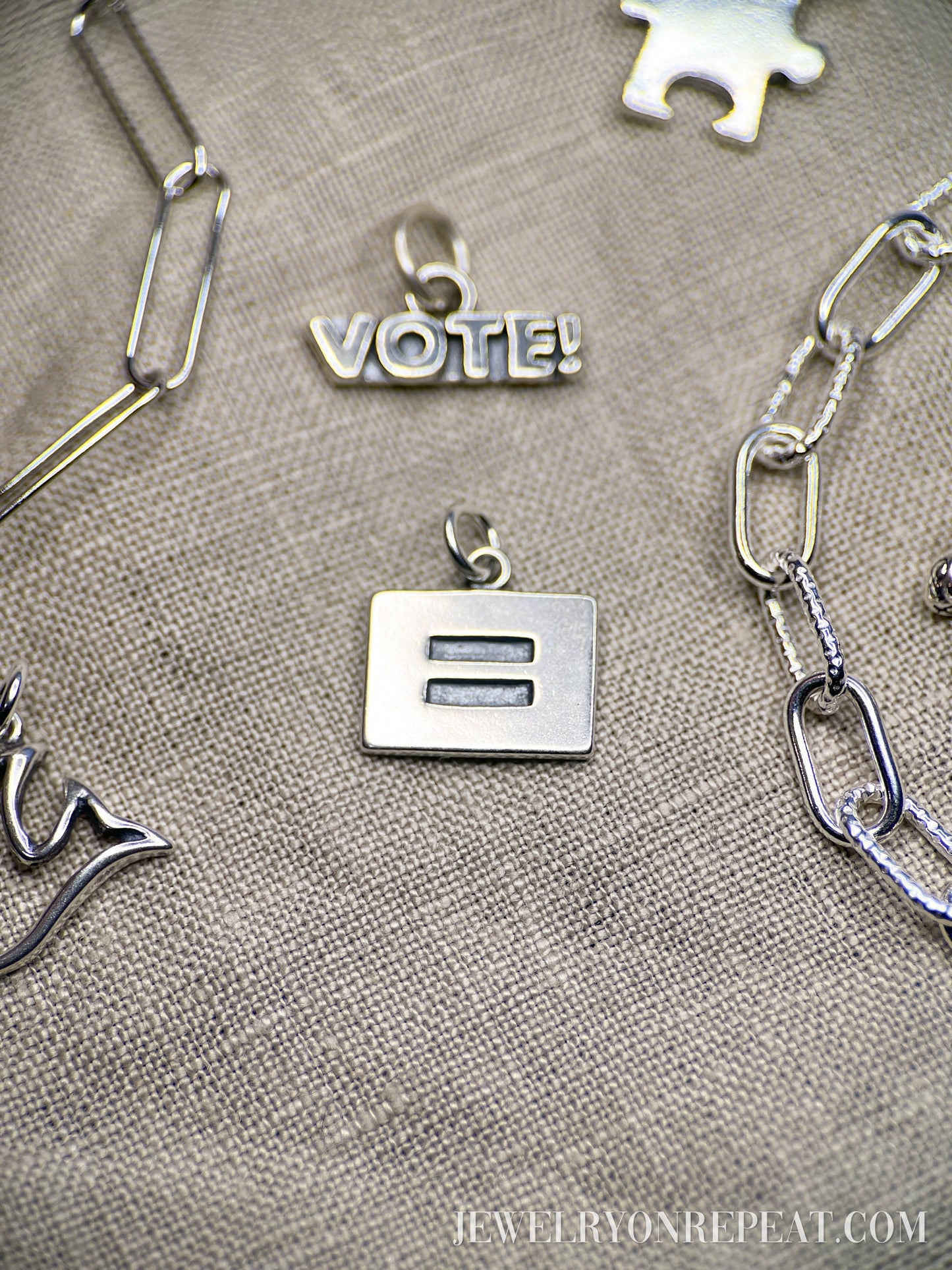 Sterling Silver Equality Charm Pendant, Activism Themed Minimalist Jewelry, Gift for Her