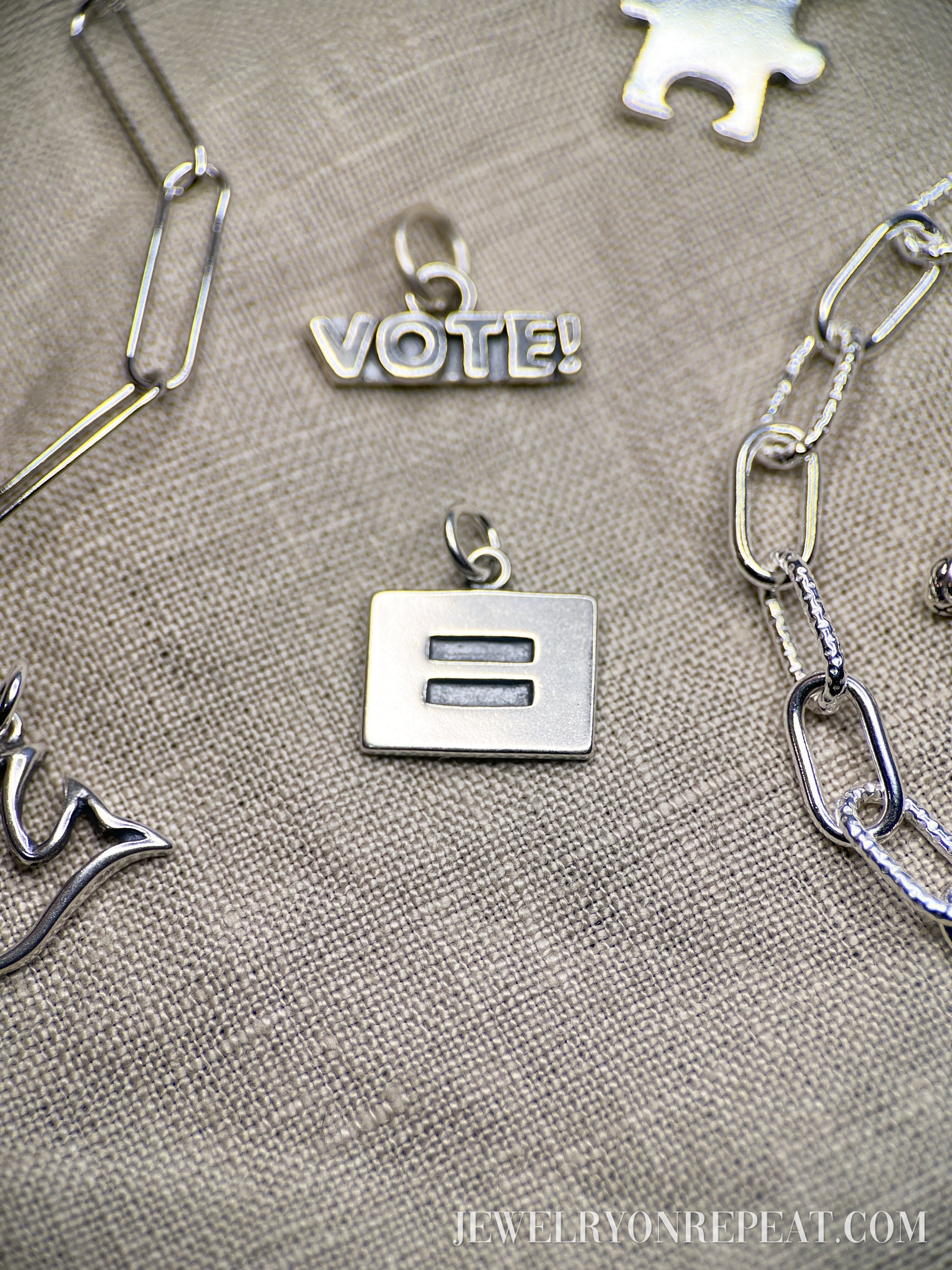 Sterling Silver Equality Charm Pendant, Activism Themed Minimalist Jewelry, Gift for Her