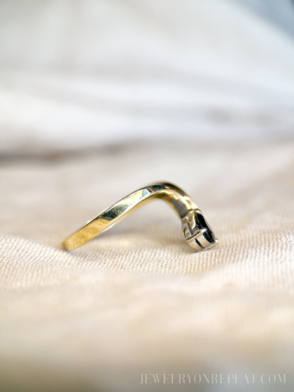 Vintage 1970s Asymmetrical Sapphire & Diamond Ring, 14k Gold