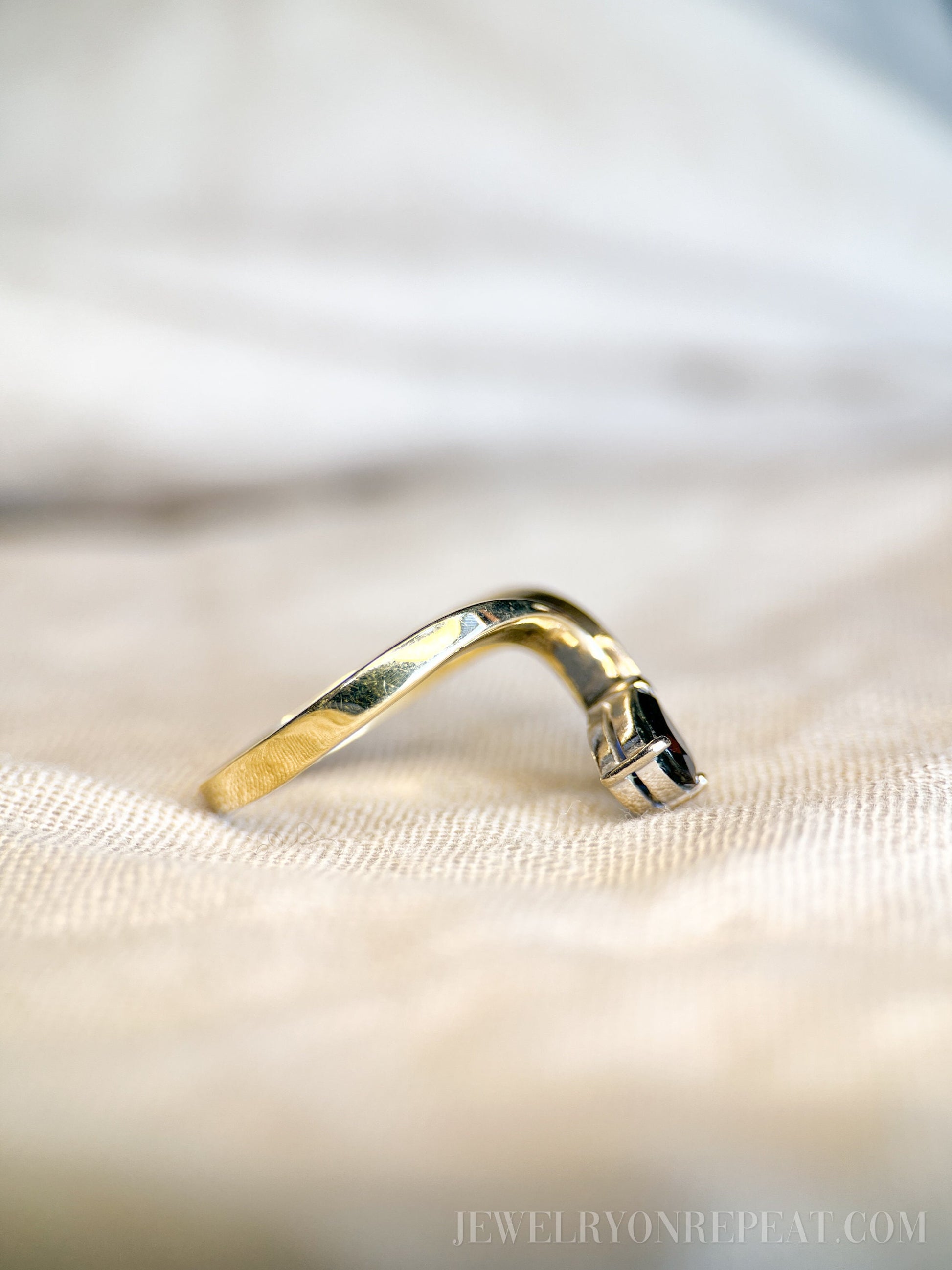 Vintage 1970s Asymmetrical Sapphire & Diamond Ring, 14k Gold