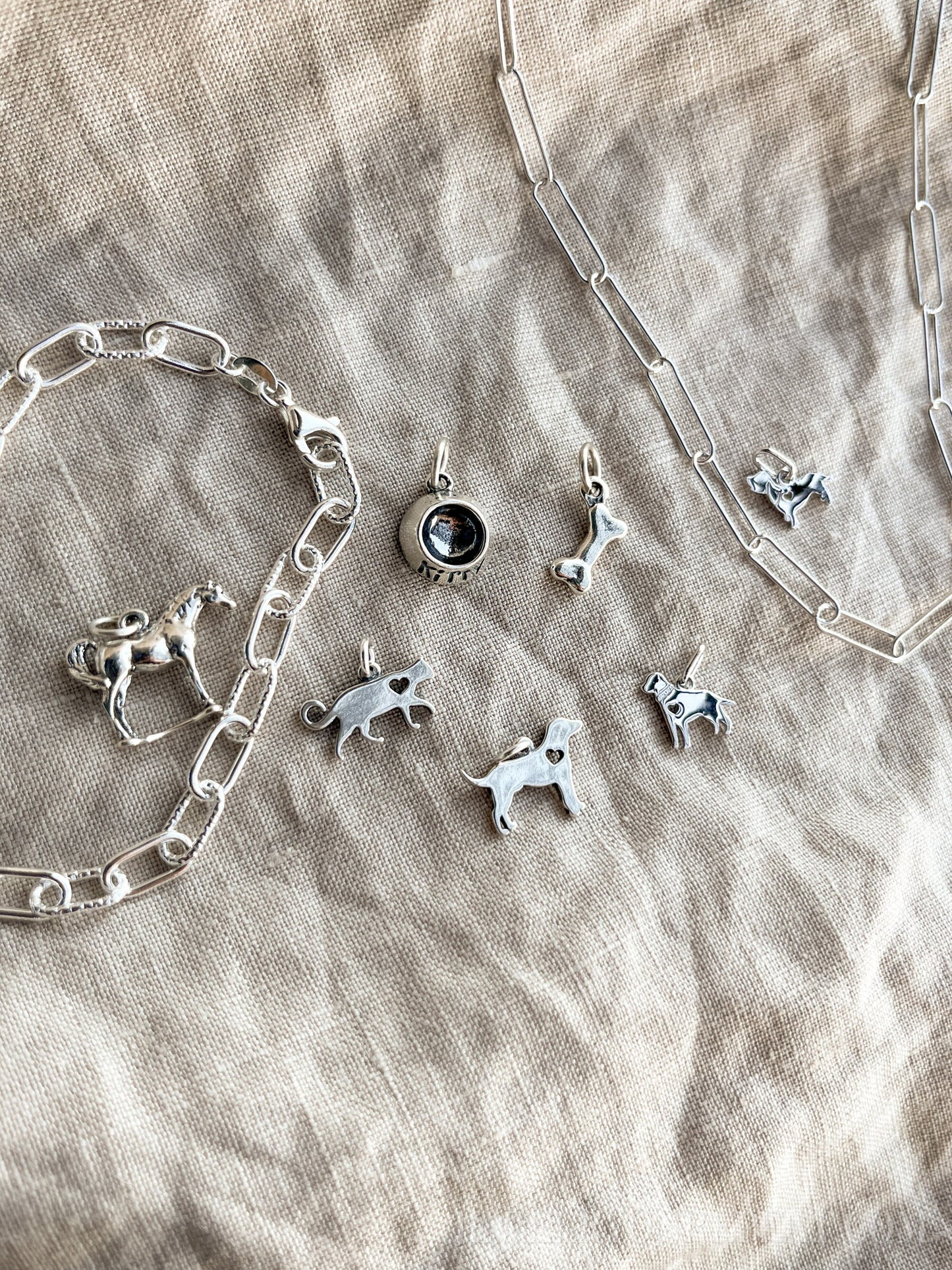 Sterling Silver Dog Charm Pendant, Pet Themed Minimalist Jewelry, Gift for Her