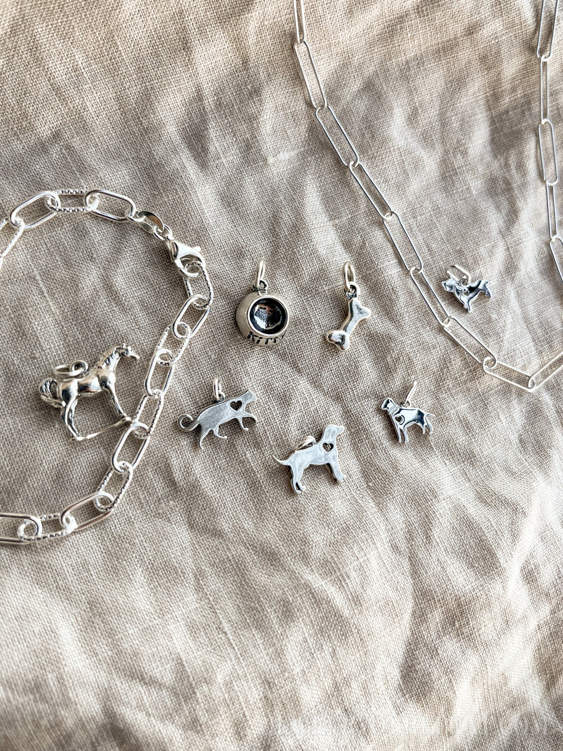Sterling Silver Dog Charm Pendant, Pet Themed Minimalist Jewelry, Gift for Her