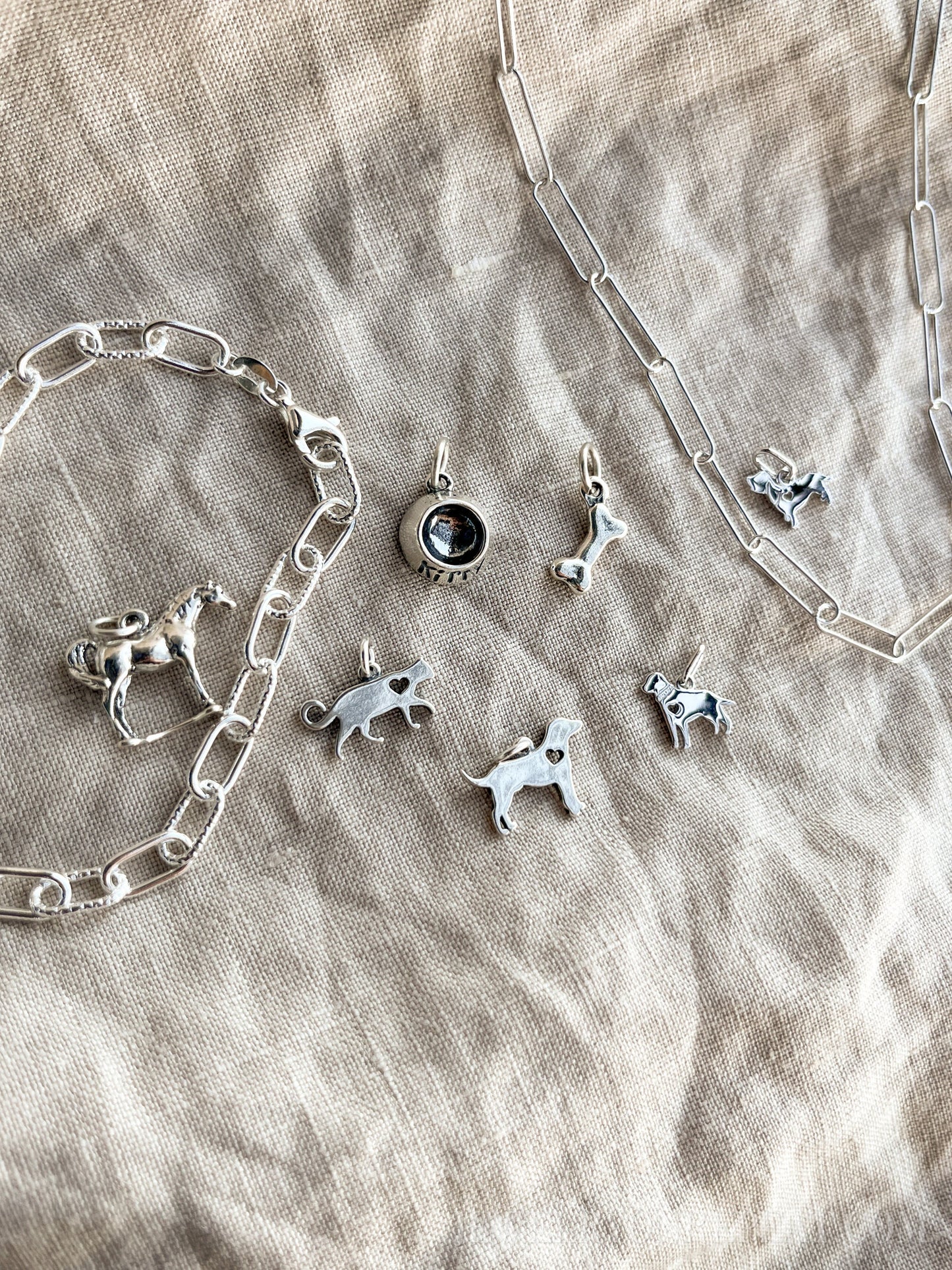 Sterling Silver Dog Charm Pendant, Pet Themed Minimalist Jewelry, Gift for Her