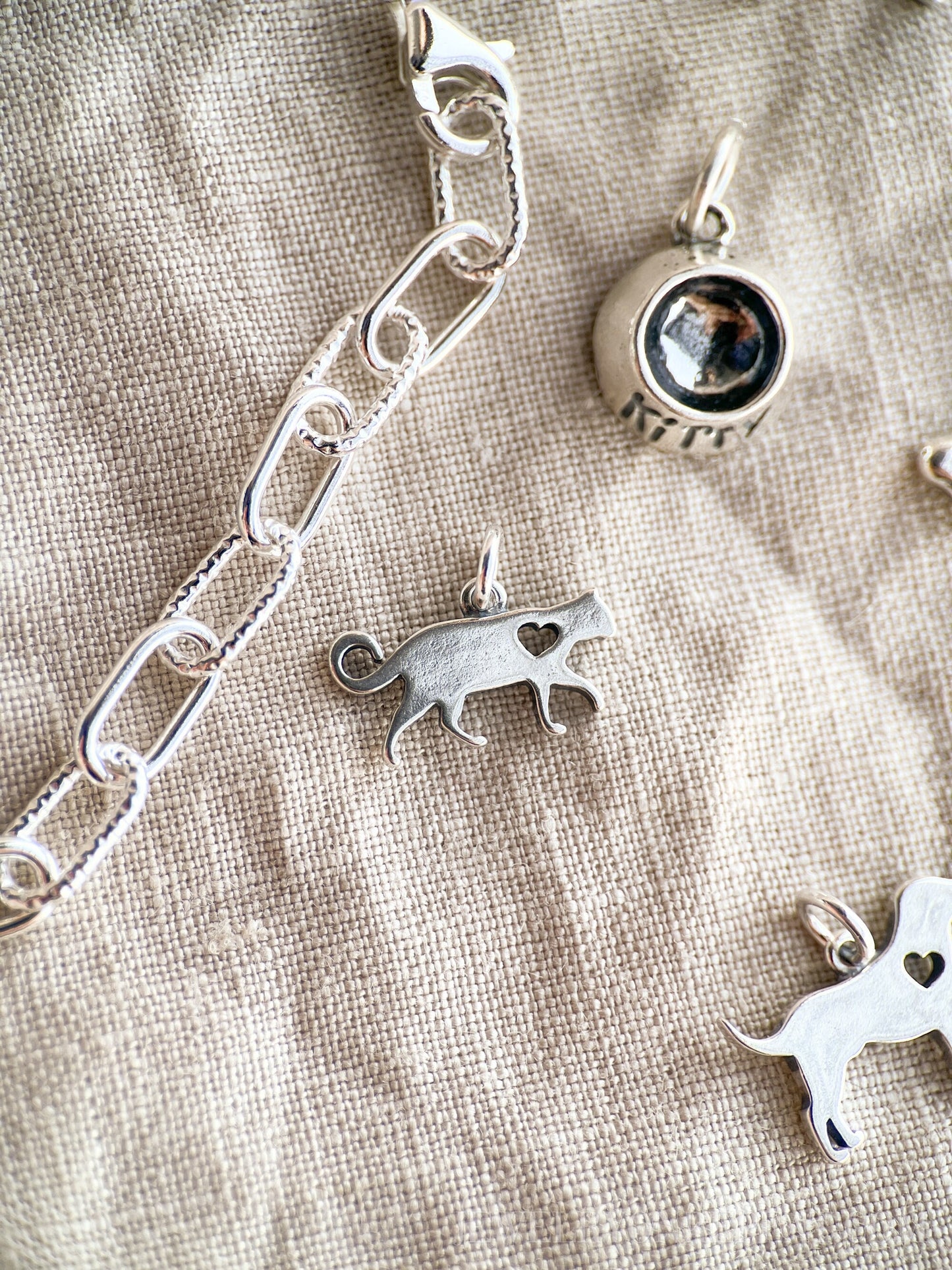 Sterling Silver Kitty Cat Charm Pendant, Pet Themed Minimalist Jewelry, Gift for Her
