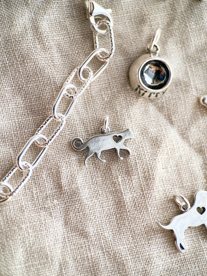 Sterling Silver Kitty Cat Charm Pendant, Pet Themed Minimalist Jewelry, Gift for Her