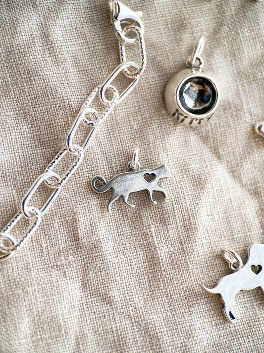 Sterling Silver Kitty Cat Charm Pendant, Pet Themed Minimalist Jewelry, Gift for Her