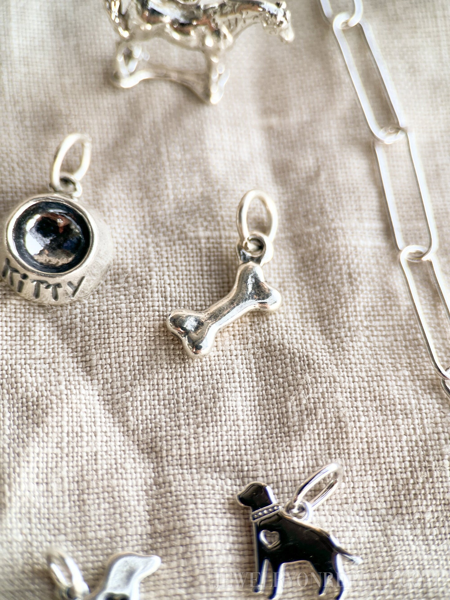 Sterling Silver Dog Bone Charm Pendant, Pet Themed Minimalist Jewelry, Gift for Her