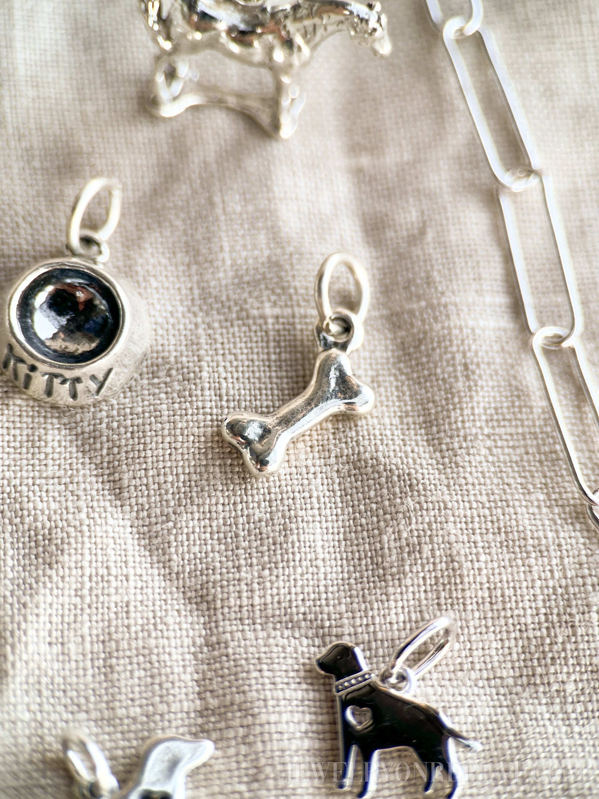 Sterling Silver Dog Bone Charm Pendant, Pet Themed Minimalist Jewelry, Gift for Her