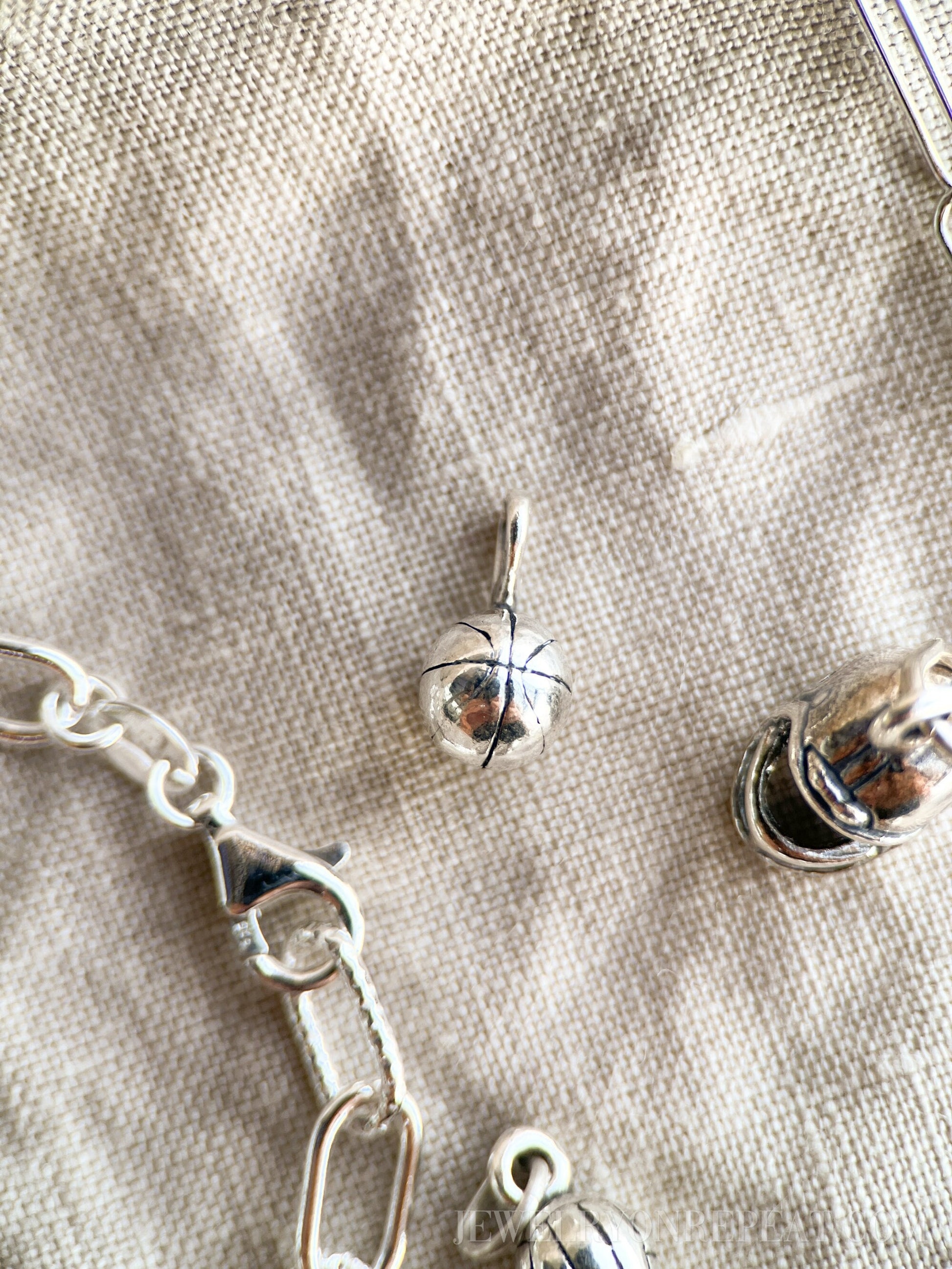 Sterling Silver Basketball Charm Pendant, Sports Themed Minimalist Jewelry, Gift for Her