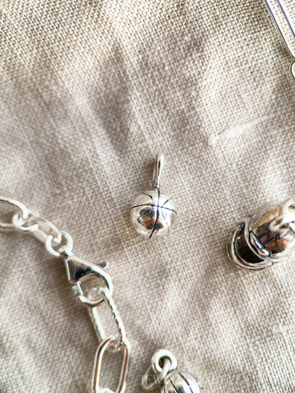 Sterling Silver Basketball Charm Pendant, Sports Themed Minimalist Jewelry, Gift for Her
