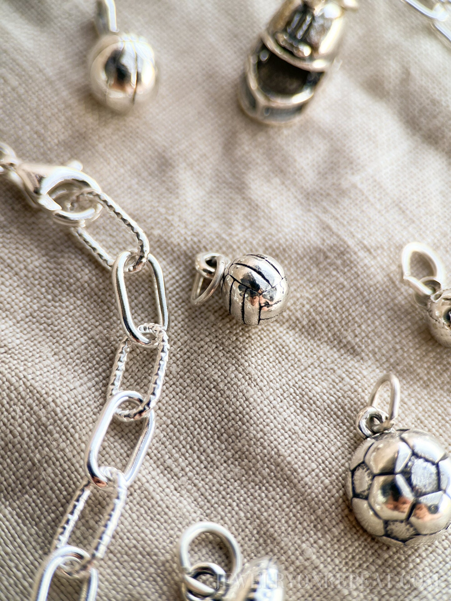 Sterling Silver Volleyball Charm Pendant, Sports Themed Minimalist Jewelry, Gift for Her