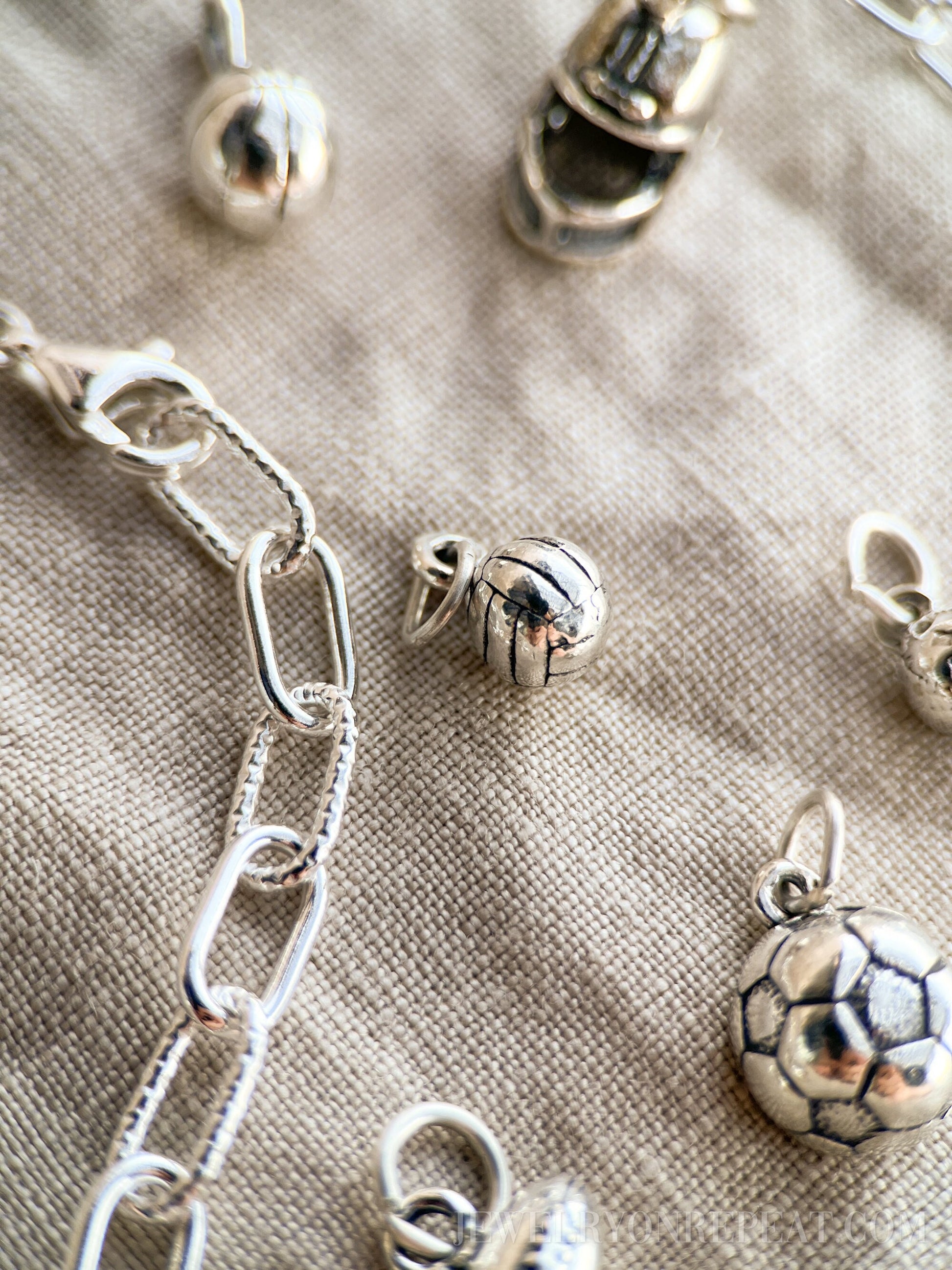 Sterling Silver Volleyball Charm Pendant, Sports Themed Minimalist Jewelry, Gift for Her
