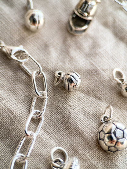 Sterling Silver Volleyball Charm Pendant, Sports Themed Minimalist Jewelry, Gift for Her