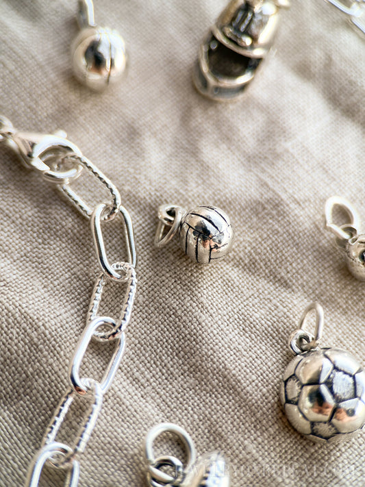 Sterling Silver Volleyball Charm Pendant, Sports Themed Minimalist Jewelry, Gift for Her