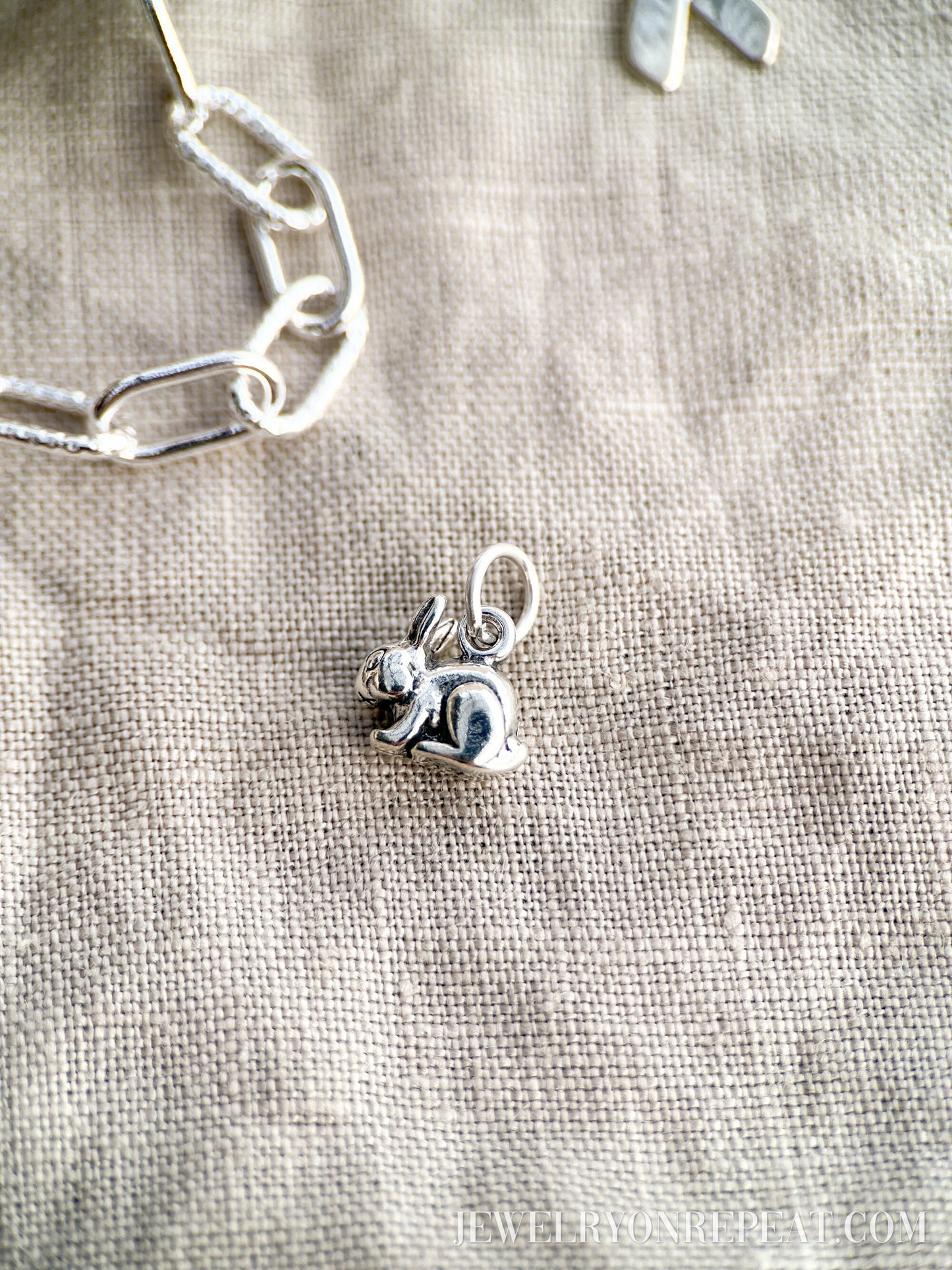 Sterling Silver Bunny Rabbit Charm Pendant, Animal Themed Minimalist Jewelry, Gift for Her