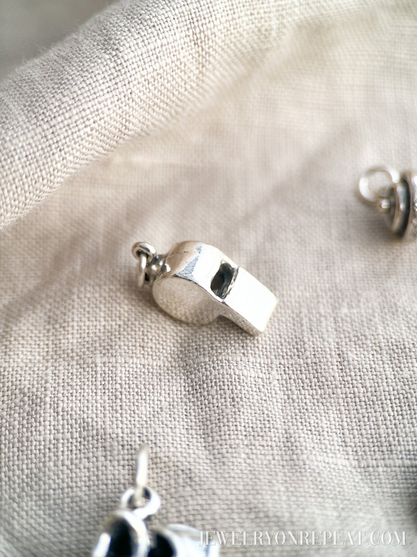 Sterling Silver Whistle Charm Pendant, Sports Themed Minimalist Jewelry, Gift for Her