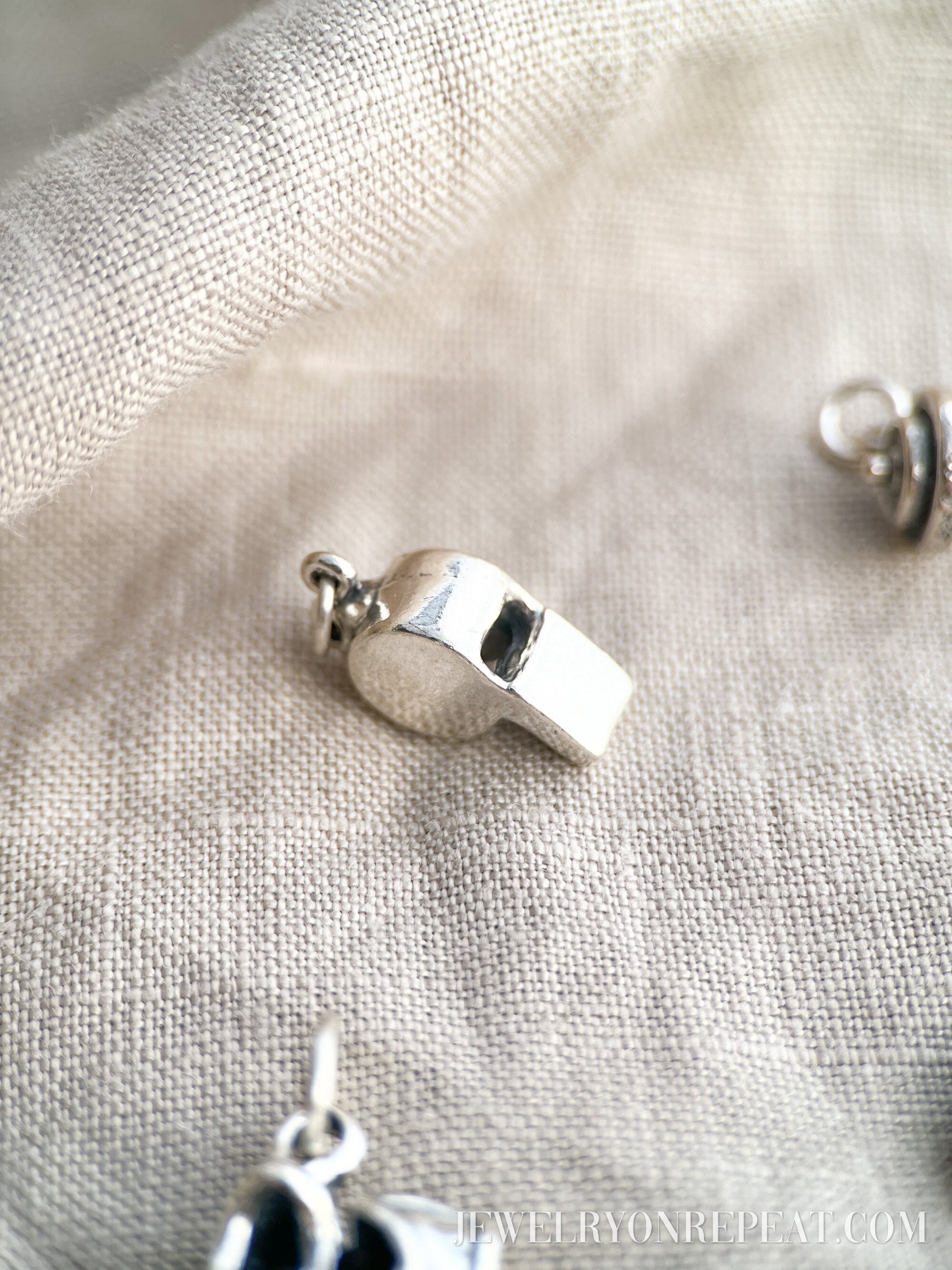 Sterling Silver Whistle Charm Pendant, Sports Themed Minimalist Jewelry, Gift for Her