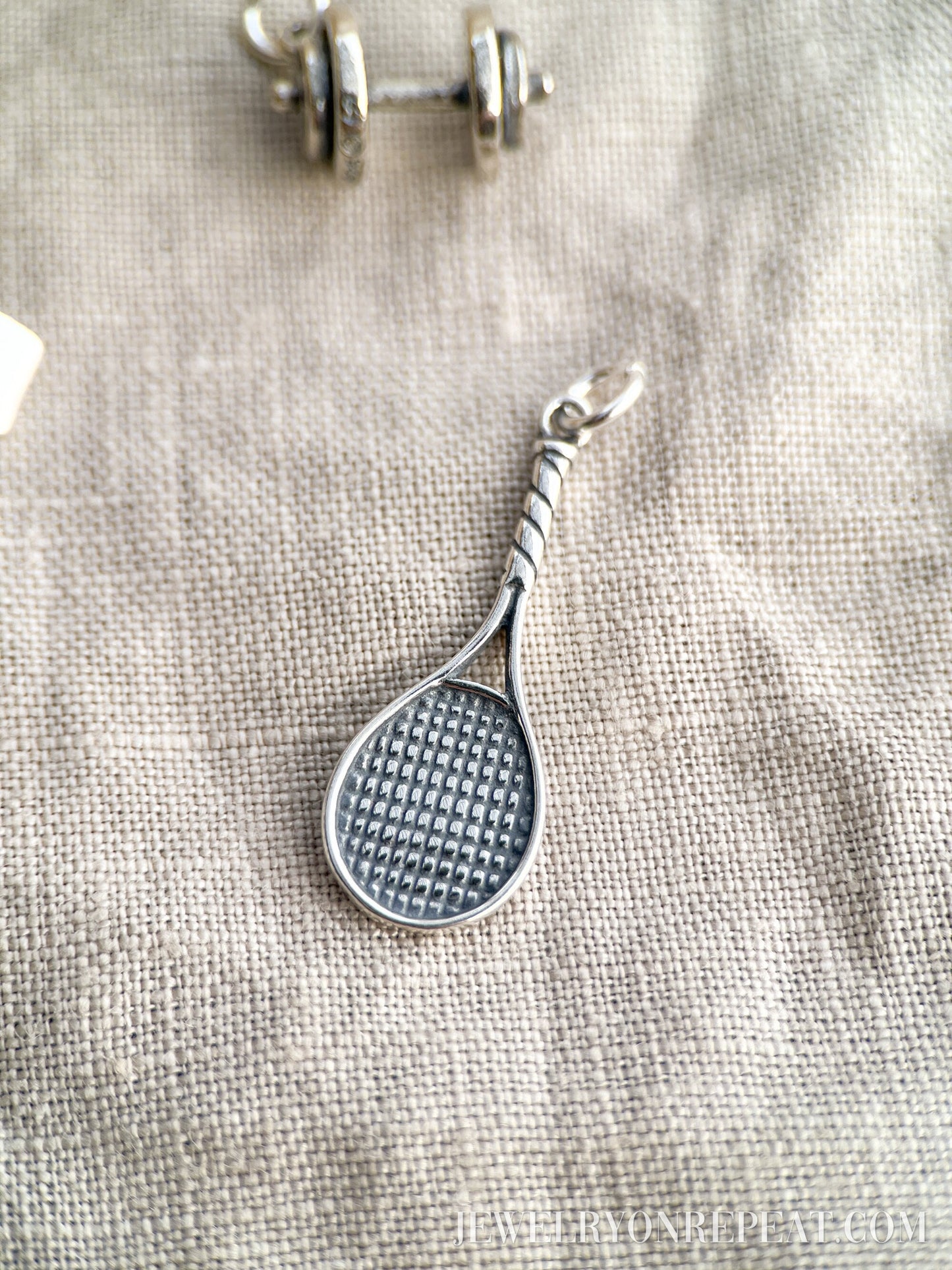 Sterling Silver Tennis Racquet Charm Pendant, Sports Themed Minimalist Jewelry, Gift for Her