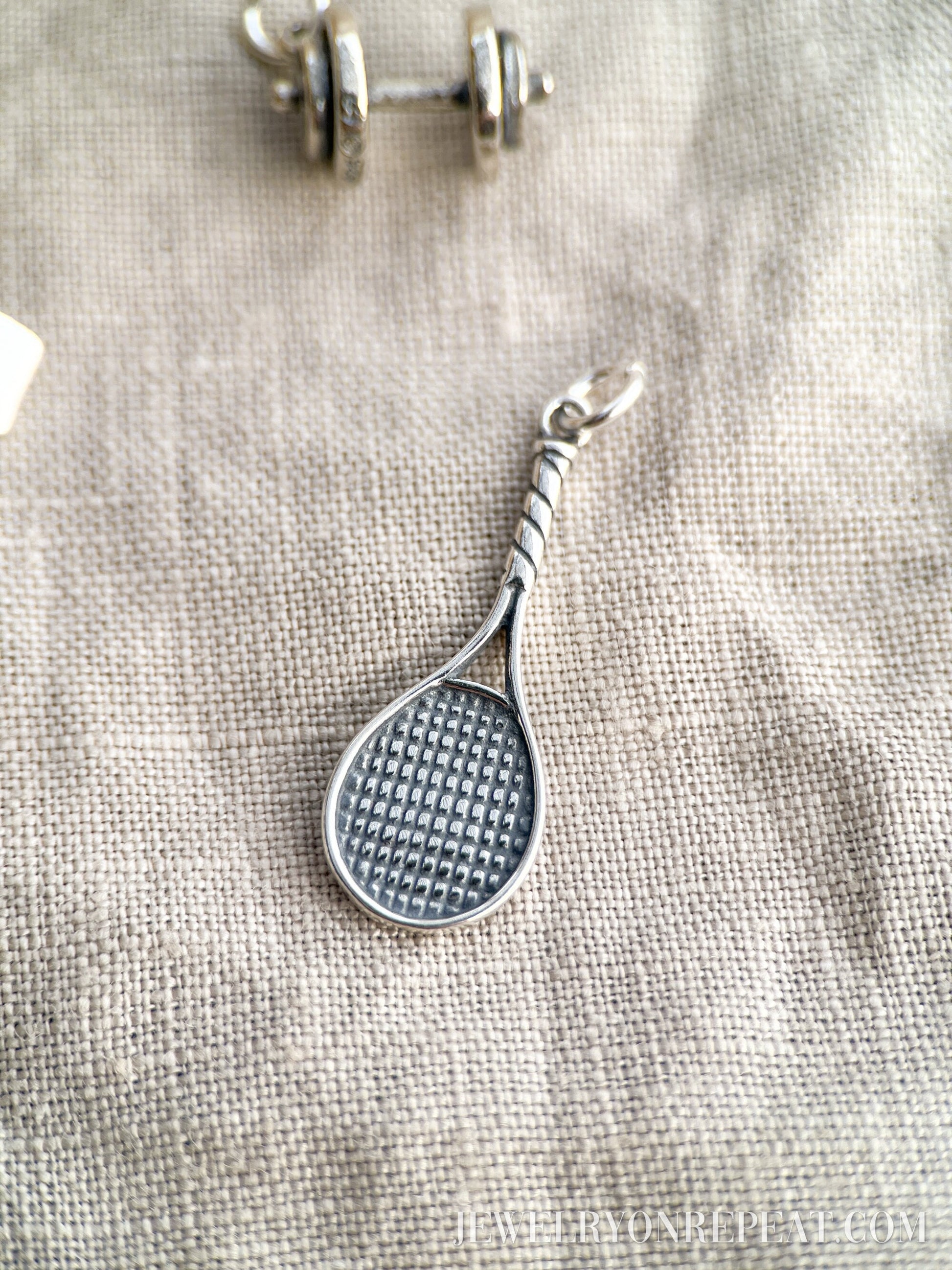 Sterling Silver Tennis Racquet Charm Pendant, Sports Themed Minimalist Jewelry, Gift for Her