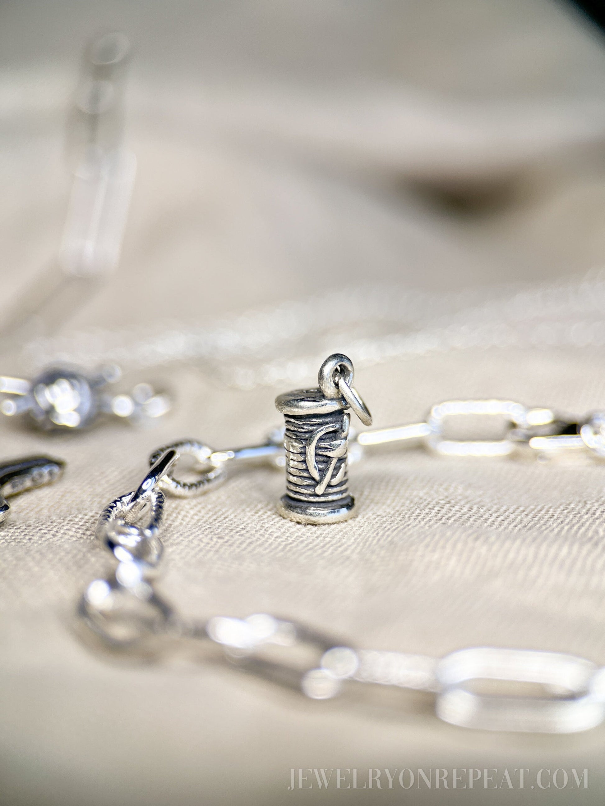 Sterling Silver Needle & Thread Charm Pendant, Crafting Themed Minimalist Jewelry, Gift for Her