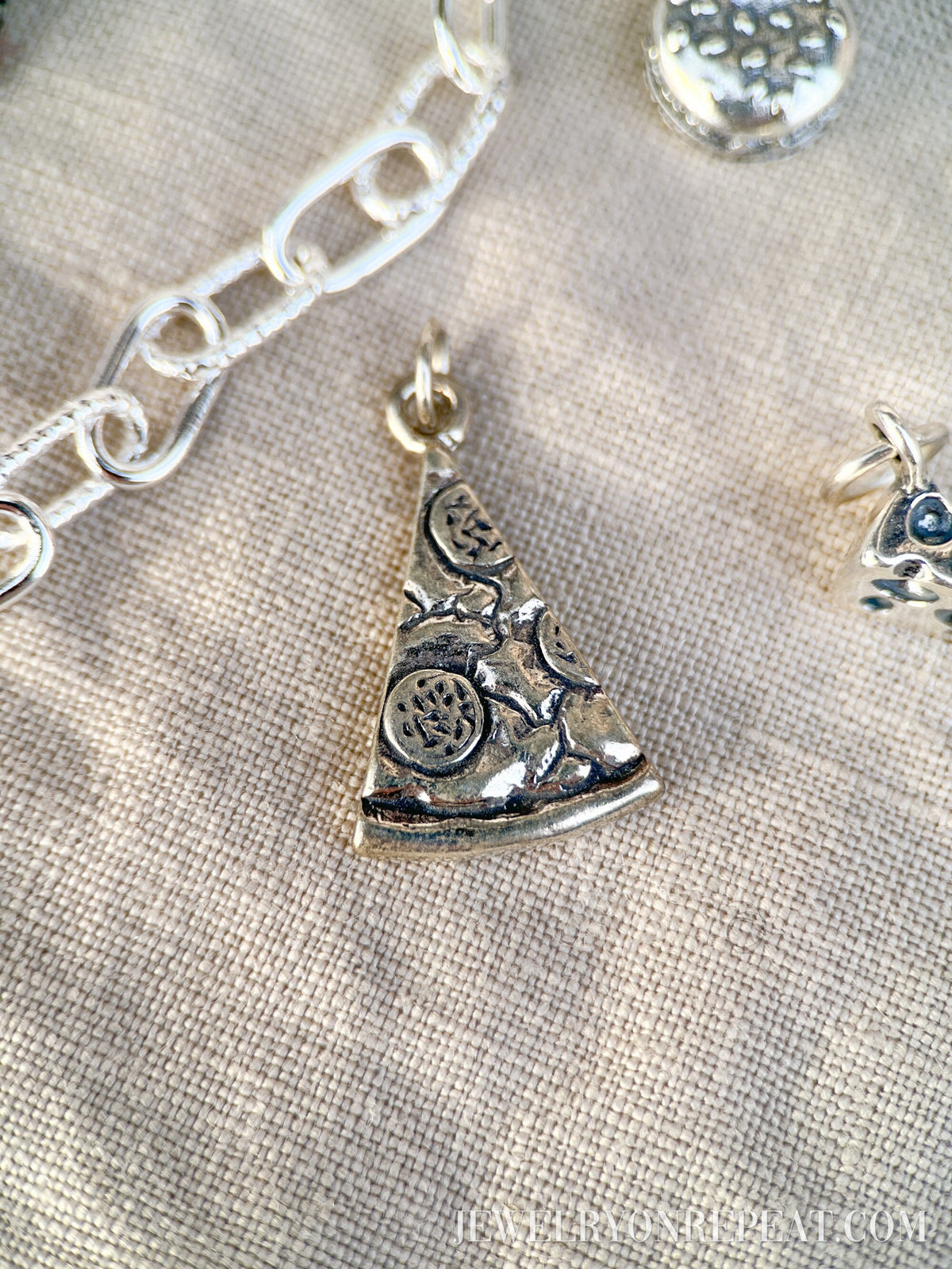 Sterling Silver Pizza Charm Pendant, Food Themed Minimalist Jewelry, Gift for Her