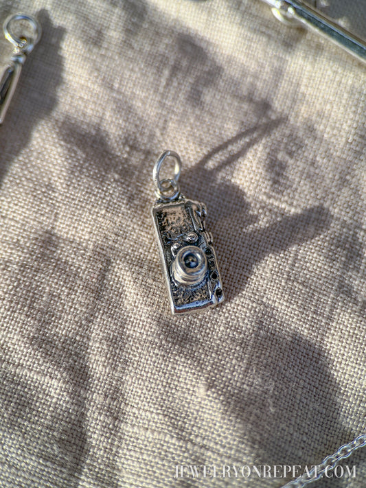 Sterling Silver Camera Charm Pendant, Photography Themed Minimalist Jewelry, Gift for Her