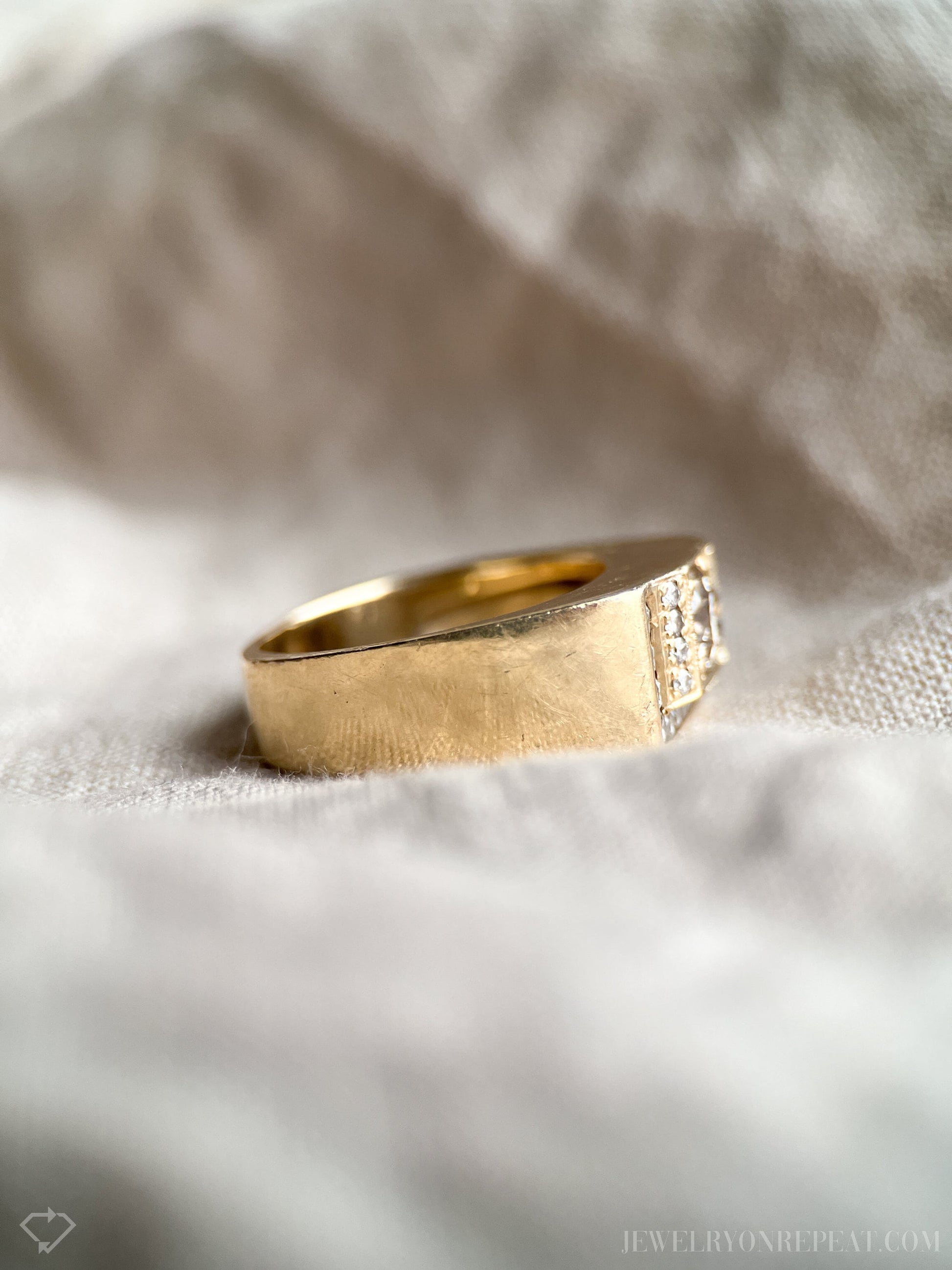 Vintage Mens Diamond Ring in 14k Gold