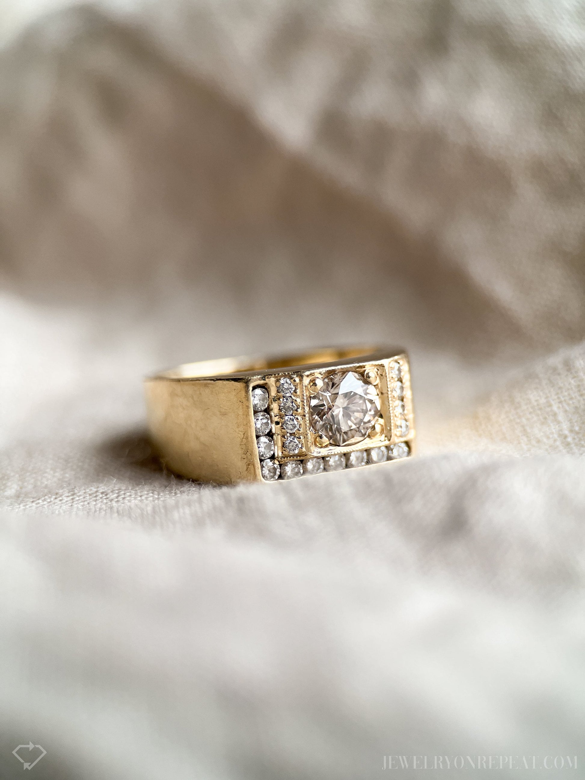 Vintage Mens Diamond Ring in 14k Gold