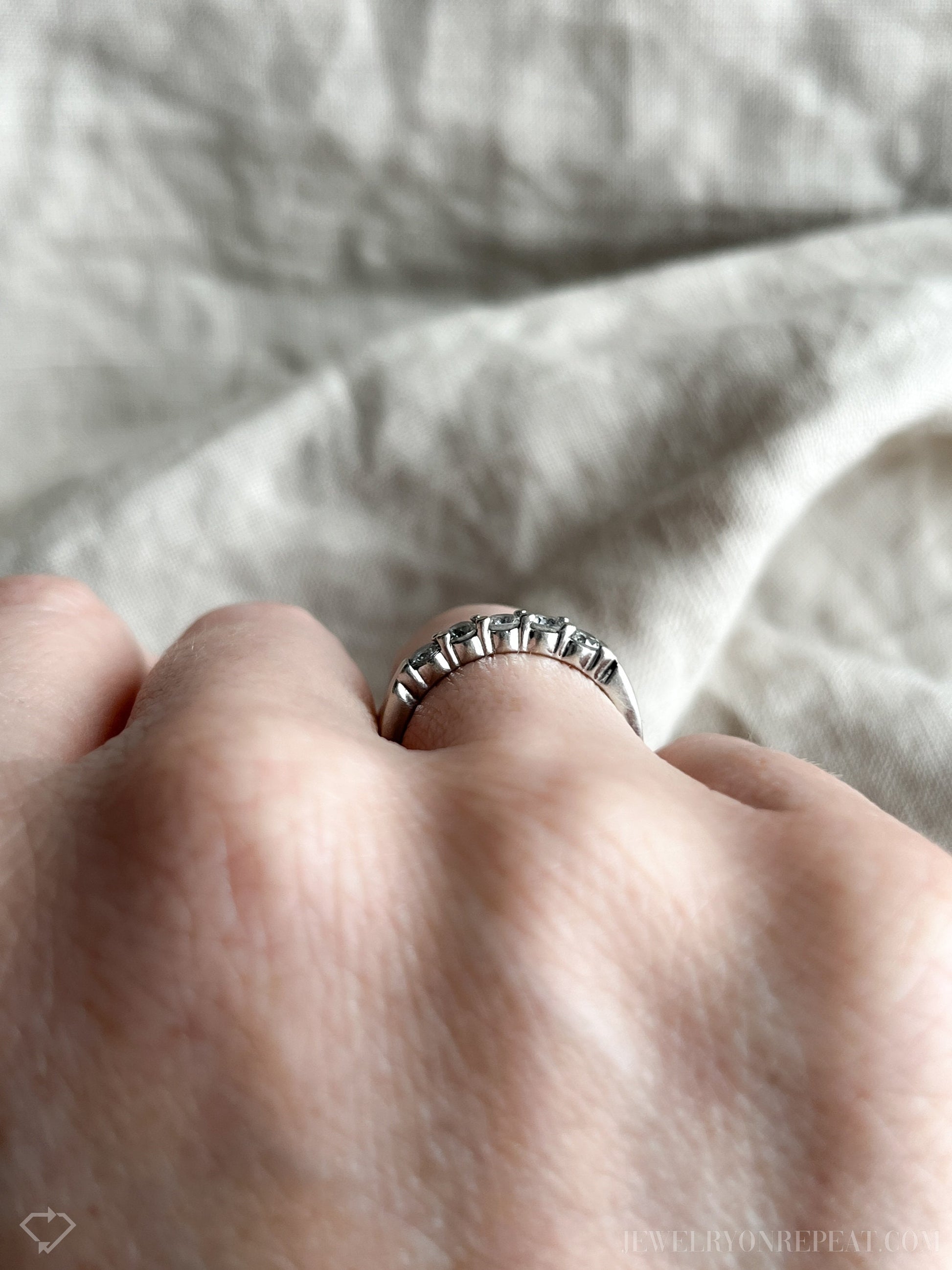 Vintage 1990s Diamond Wedding Band in 14k White Gold